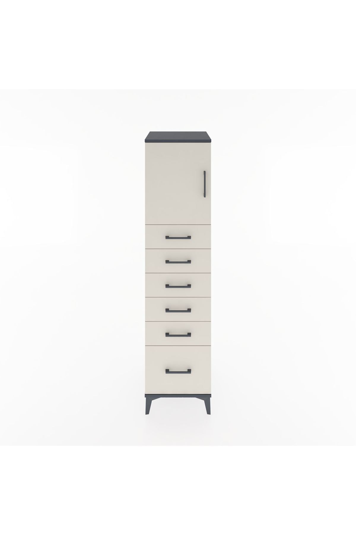 Hyperion Dolap Tek Raflı 6 Çekmeceli Tek Kapaklı 44x44x182 - S55M011V4B