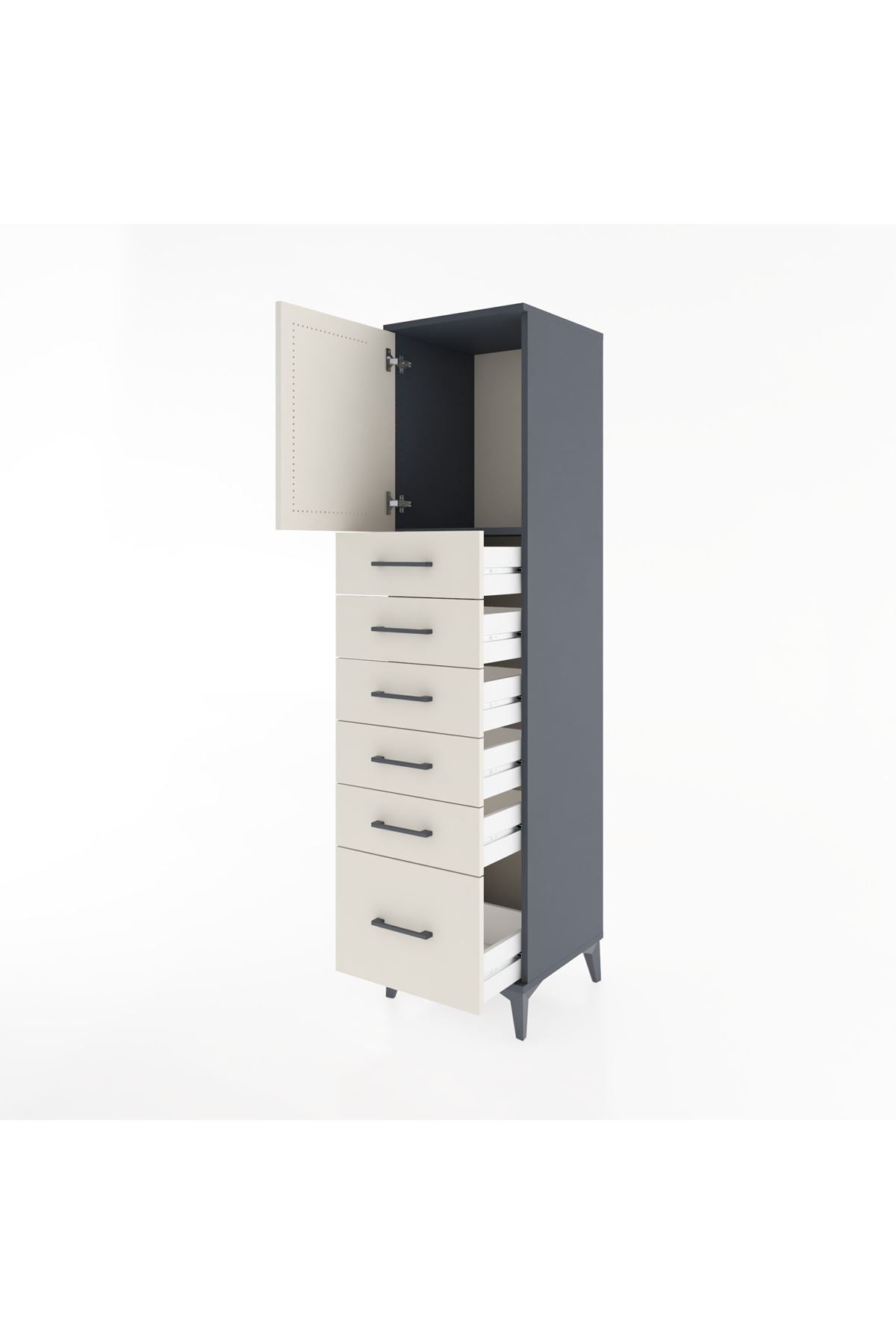 Hyperion Dolap Tek Raflı 6 Çekmeceli Tek Kapaklı 44x44x182 - S55M011V4B