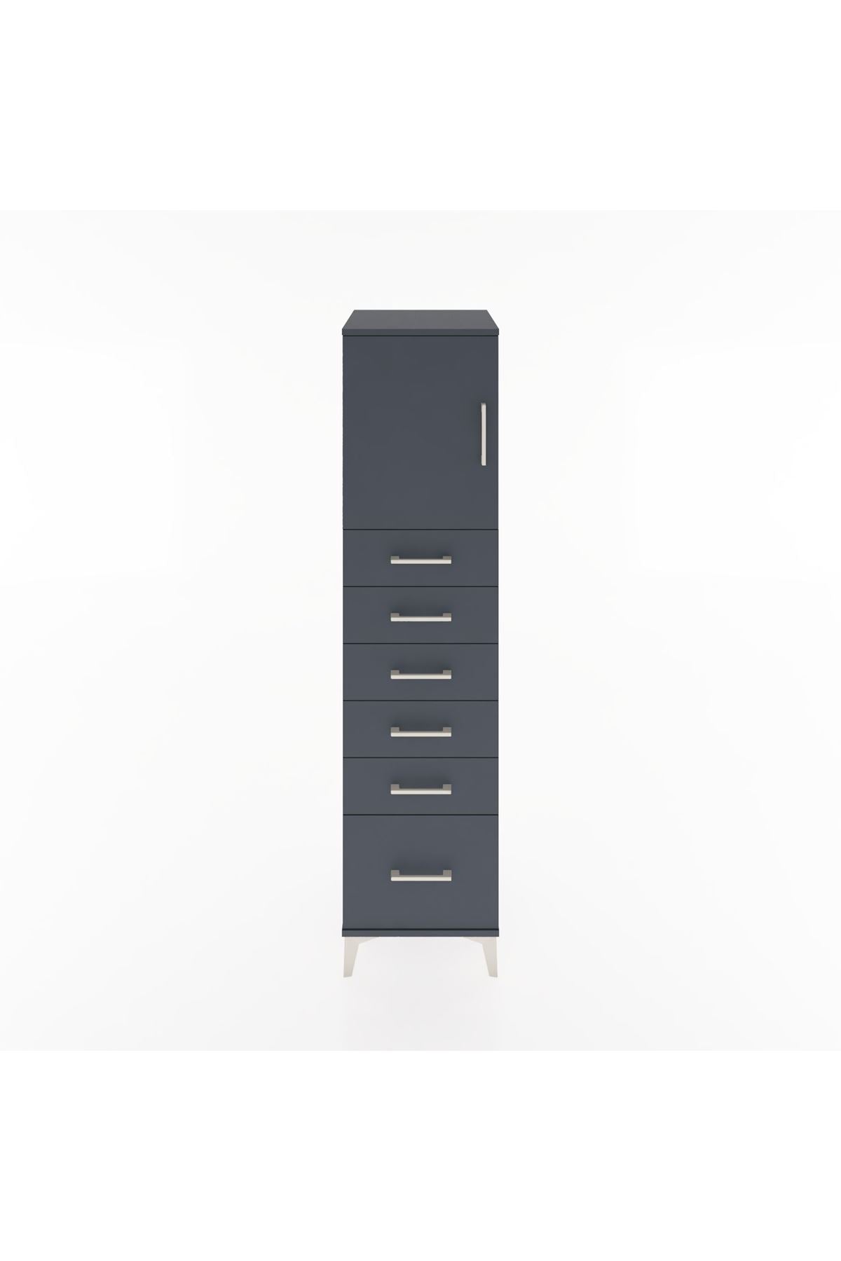 Hyperion Dolap Tek Raflı 6 Çekmeceli Tek Kapaklı 44x44x182 - S55M011V5B
