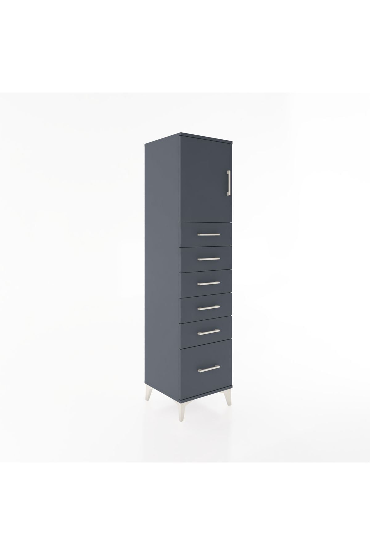 Hyperion Dolap Tek Raflı 6 Çekmeceli Tek Kapaklı 44x44x182 - S55M011V5B