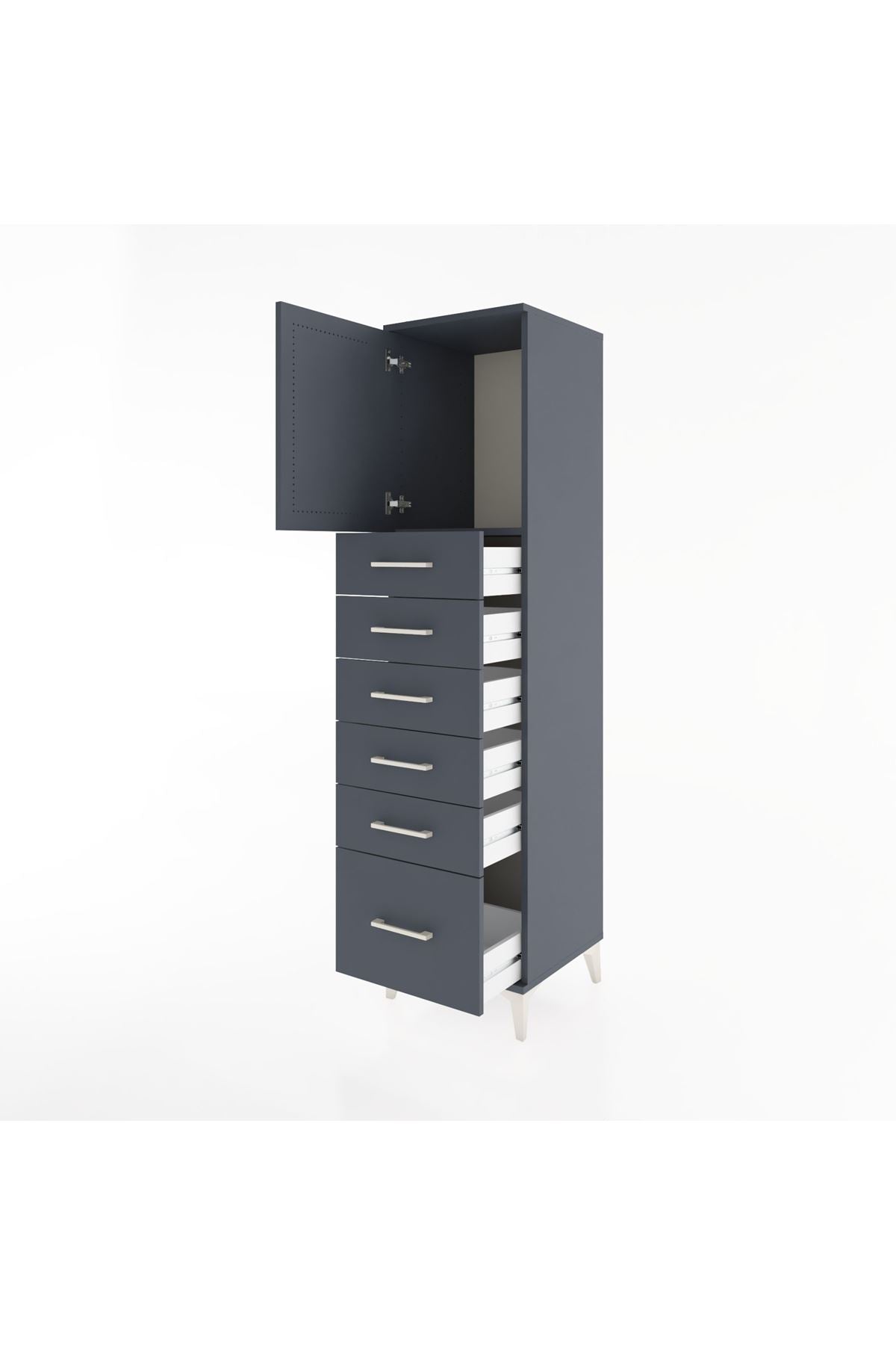 Hyperion Dolap Tek Raflı 6 Çekmeceli Tek Kapaklı 44x44x182 - S55M011V5B