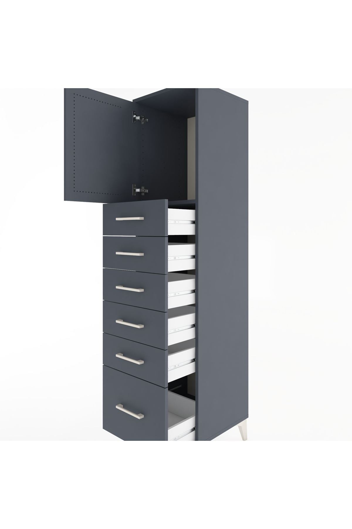 Hyperion Dolap Tek Raflı 6 Çekmeceli Tek Kapaklı 44x44x182 - S55M011V5B