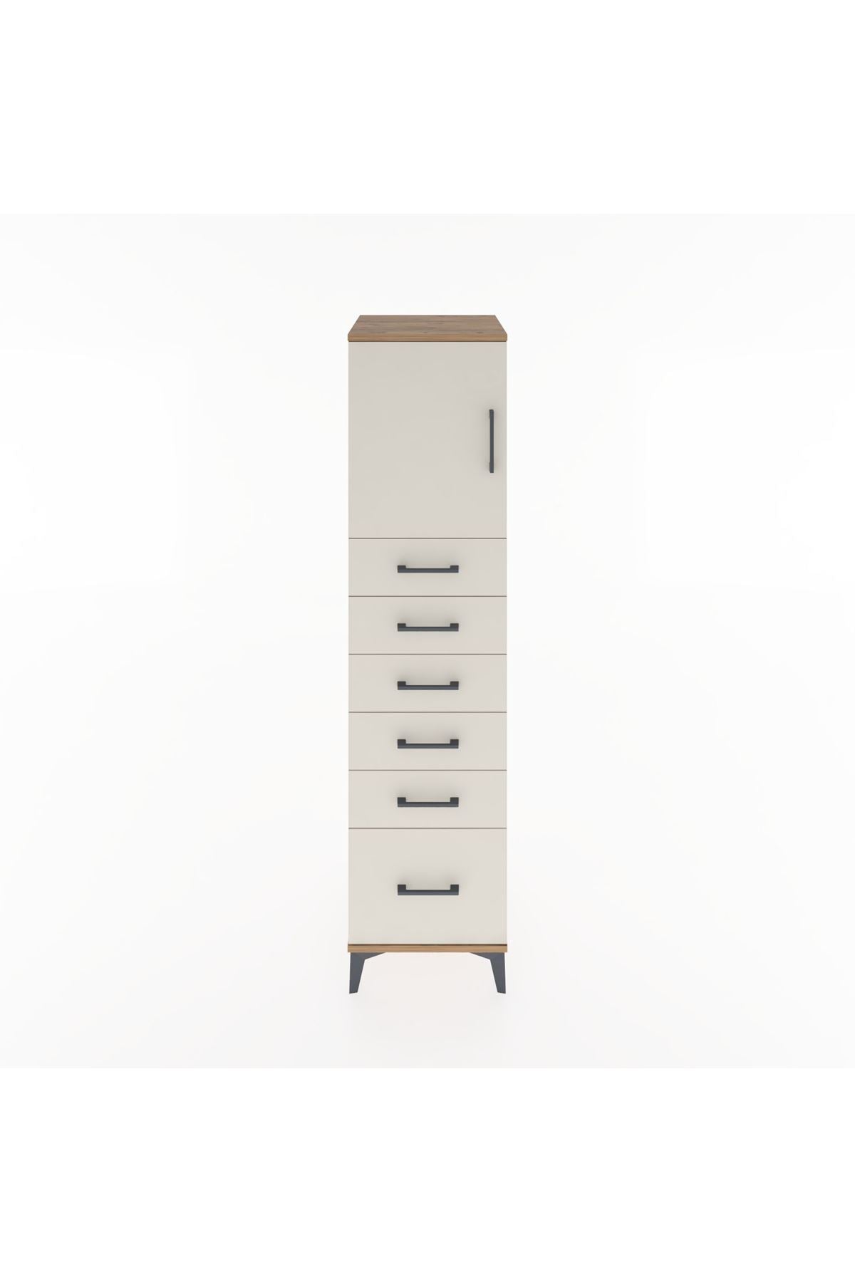 Hyperion Dolap Tek Raflı 6 Çekmeceli Tek Kapaklı 44x44x182 - S55M011V7B