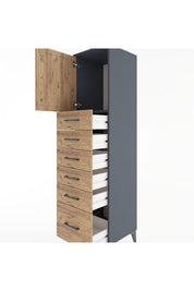 Hyperion Dolap Tek Raflı 6 Çekmeceli Tek Kapaklı 44x44x182 - S55M011V6B
