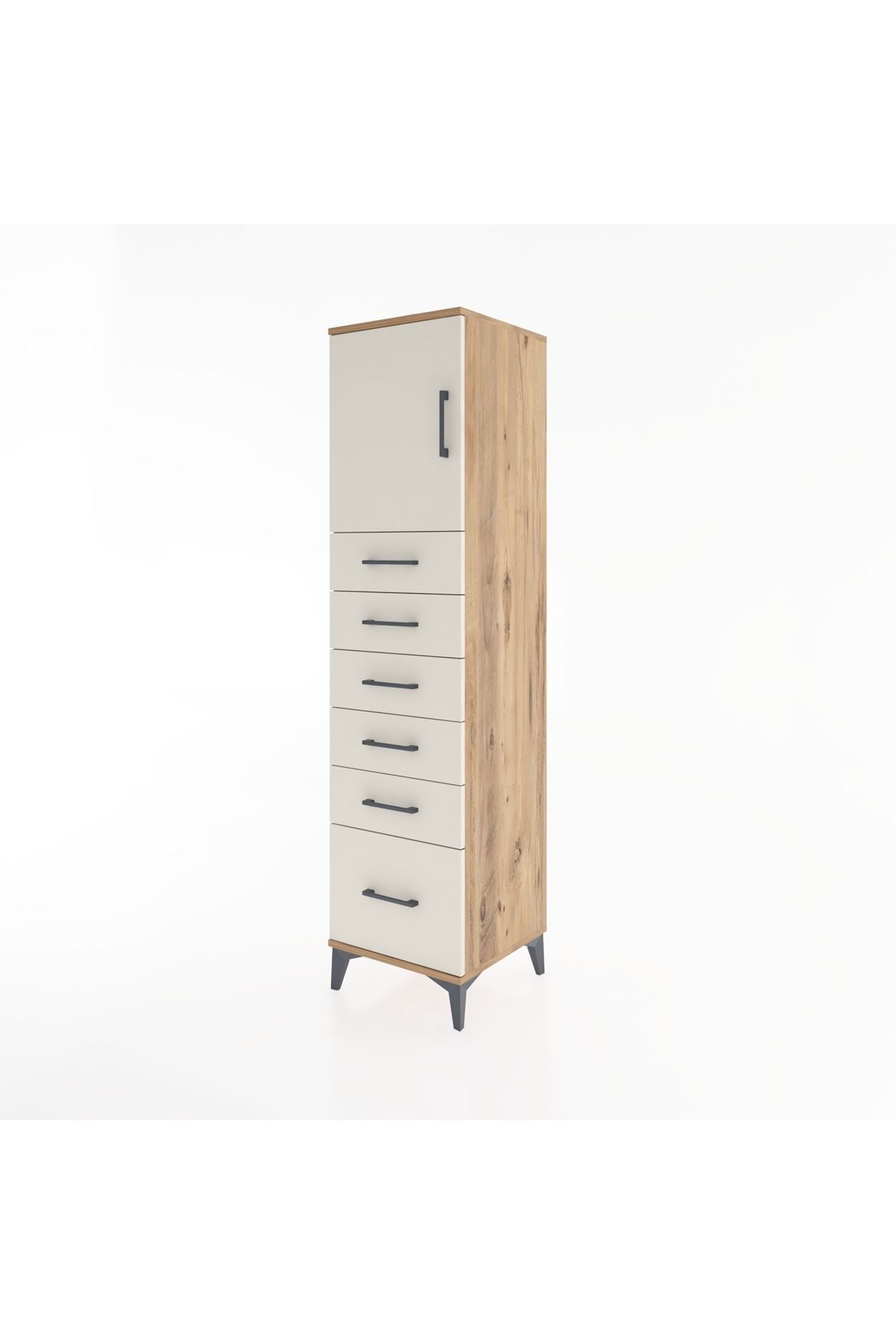 Hyperion Dolap Tek Raflı 6 Çekmeceli Tek Kapaklı 44x44x182 - S55M011V7B