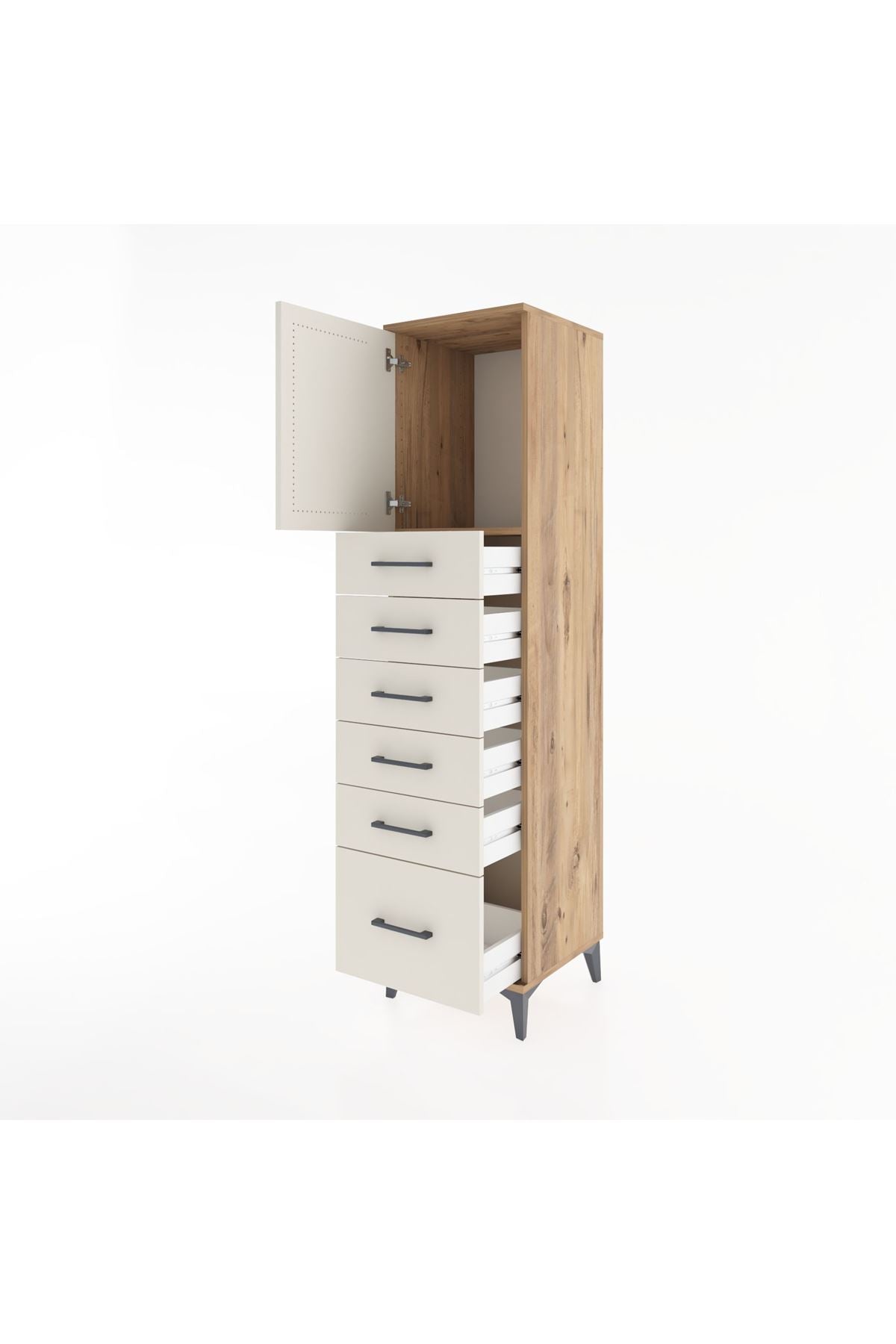 Hyperion Dolap Tek Raflı 6 Çekmeceli Tek Kapaklı 44x44x182 - S55M011V7B