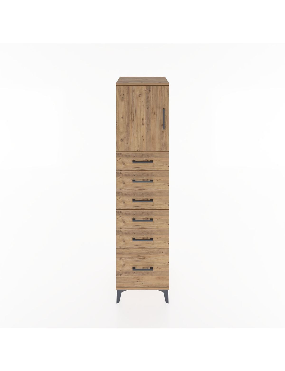 Hyperion Dolap Tek Raflı 6 Çekmeceli Tek Kapaklı 44x44x182 - S55M011V9B