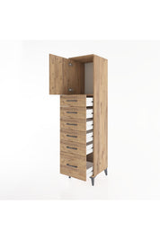 Hyperion Dolap Tek Raflı 6 Çekmeceli Tek Kapaklı 44x44x182 - S55M011V9B