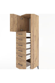 Hyperion Dolap Tek Raflı 6 Çekmeceli Tek Kapaklı 44x44x182 - S55M011V9B