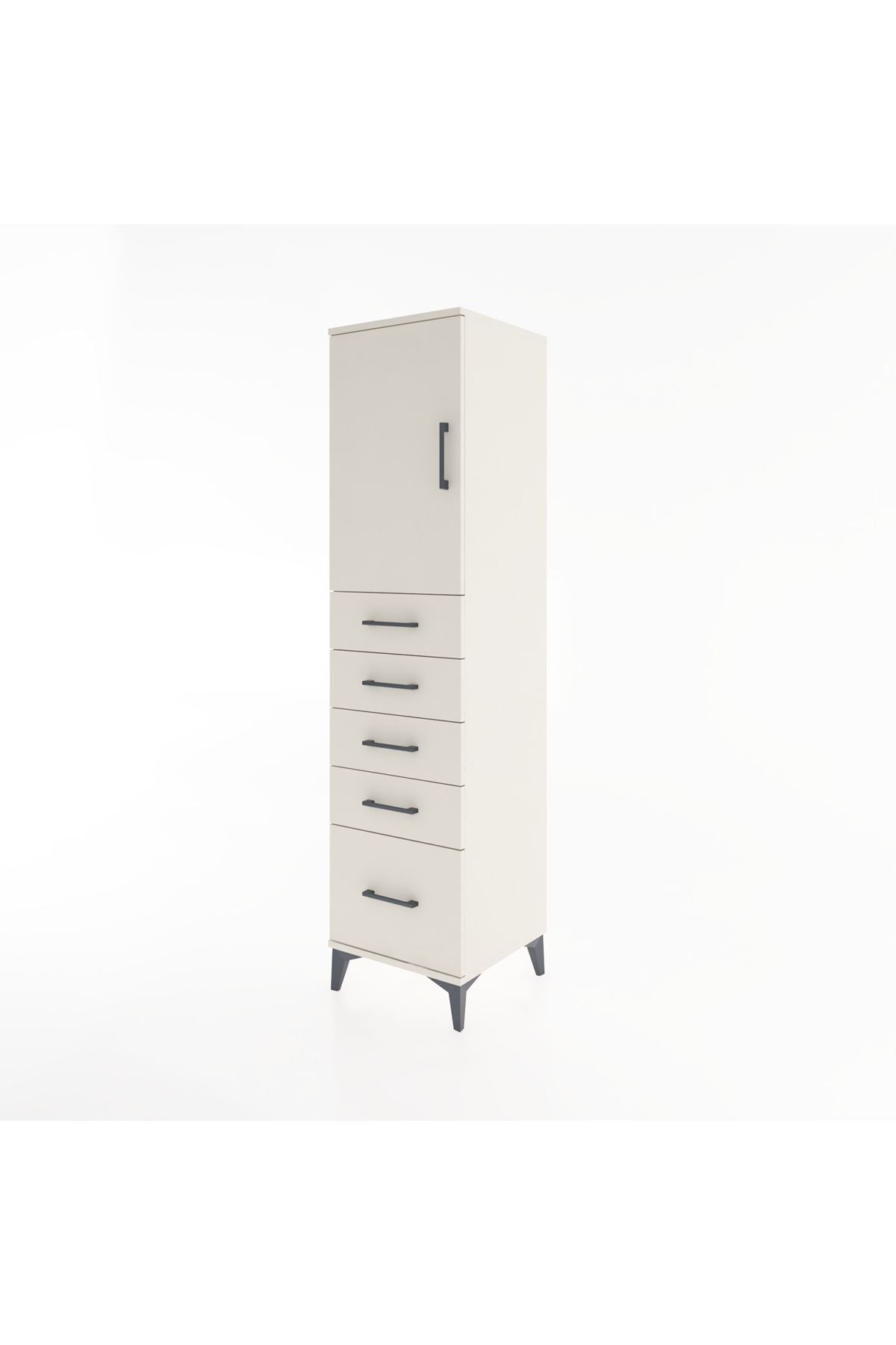 Hyperion Dolap Tek Raflı 5 Çekmeceli Tek Kapaklı 44x44x182 - S55M012V1B