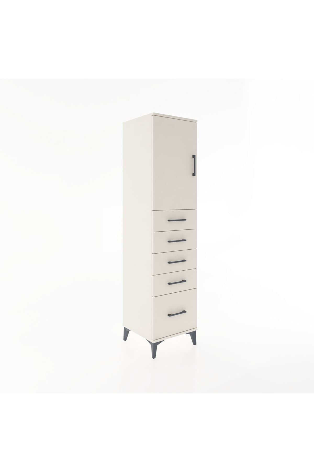 Hyperion Dolap Tek Raflı 5 Çekmeceli Tek Kapaklı 44x44x182 - S55M012V1B