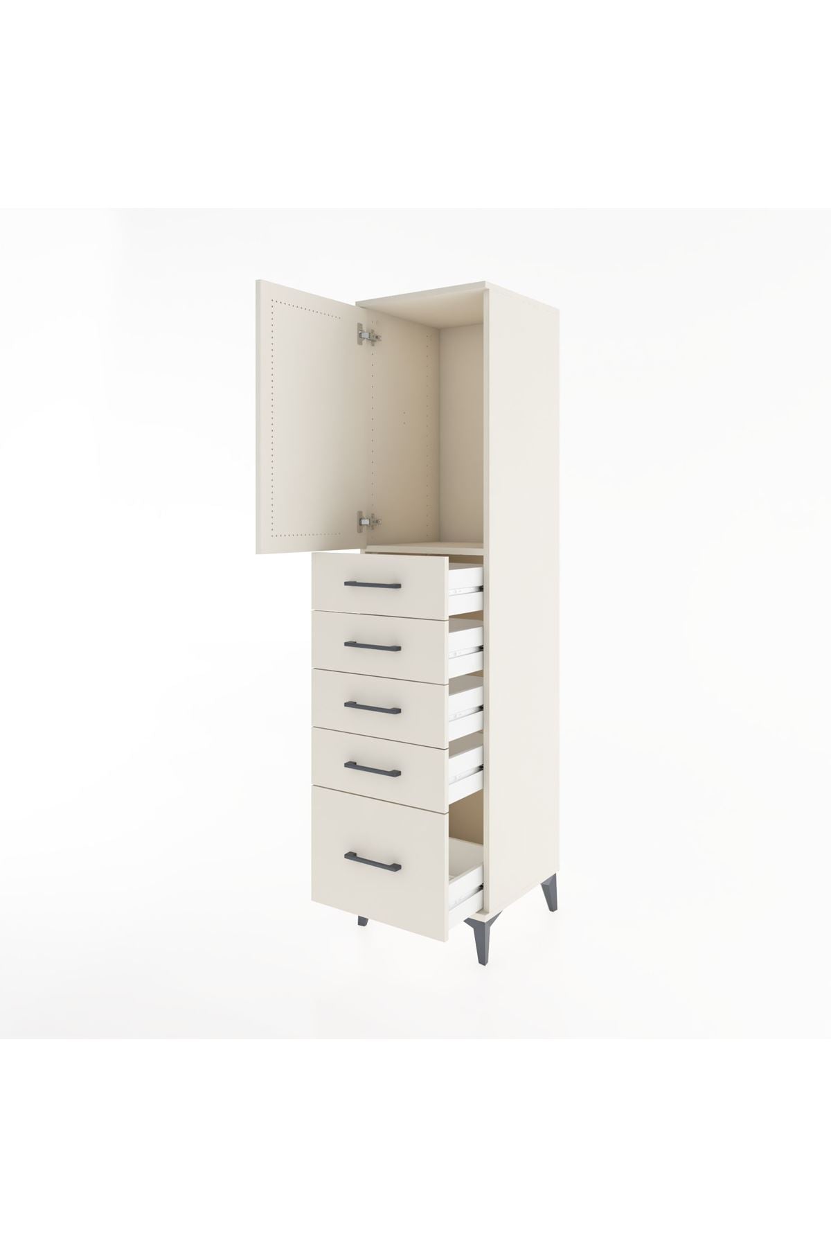 Hyperion Dolap Tek Raflı 5 Çekmeceli Tek Kapaklı 44x44x182 - S55M012V1B