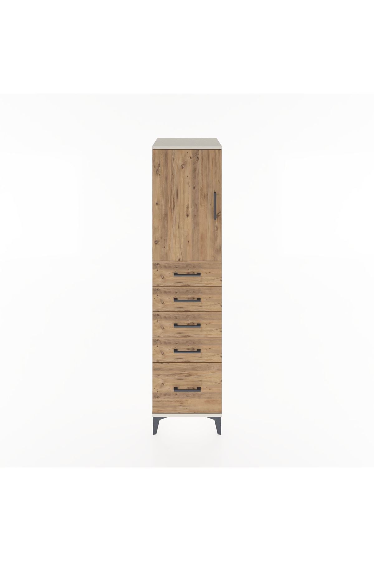 Hyperion Dolap Tek Raflı 5 Çekmeceli Tek Kapaklı 44x44x182 - S55M012V3B