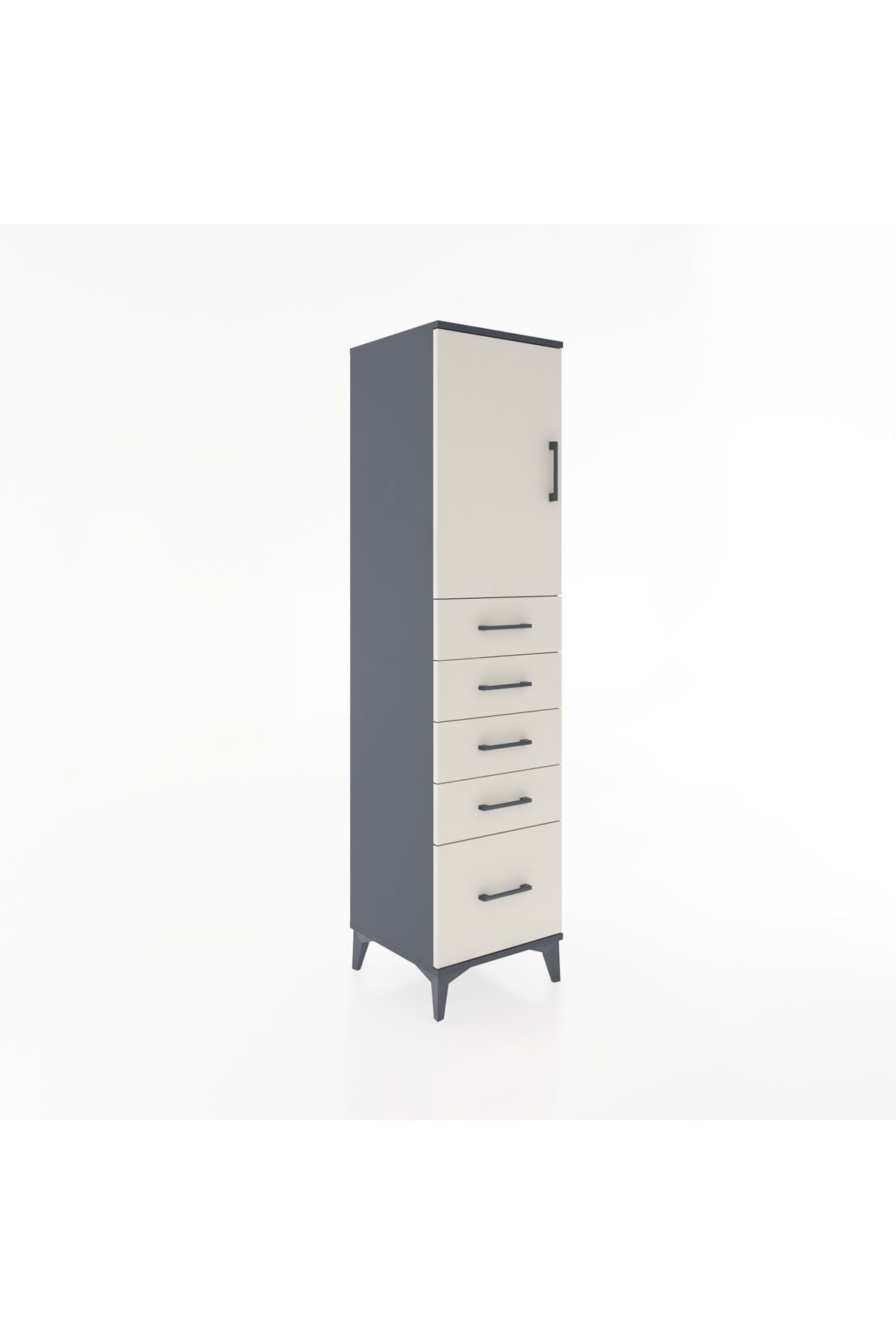 Hyperion Dolap Tek Raflı 5 Çekmeceli Tek Kapaklı 44x44x182 - S55M012V4B