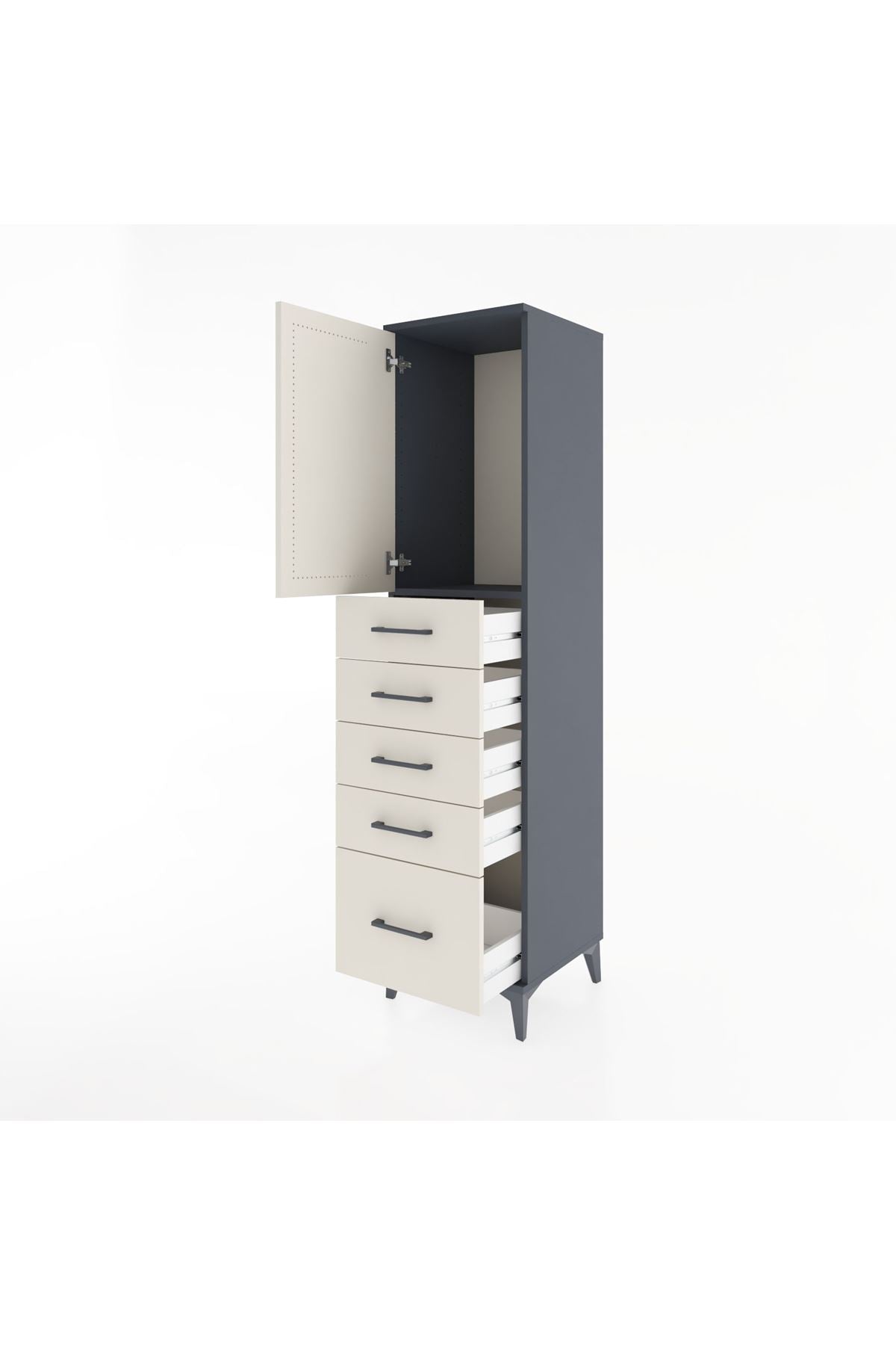 Hyperion Dolap Tek Raflı 5 Çekmeceli Tek Kapaklı 44x44x182 - S55M012V4B