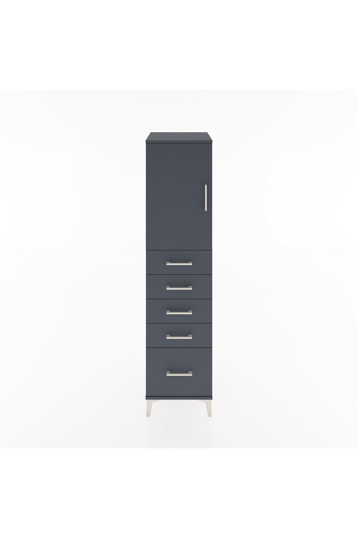 Hyperion Dolap Tek Raflı 5 Çekmeceli Tek Kapaklı 44x44x182 - S55M012V5B