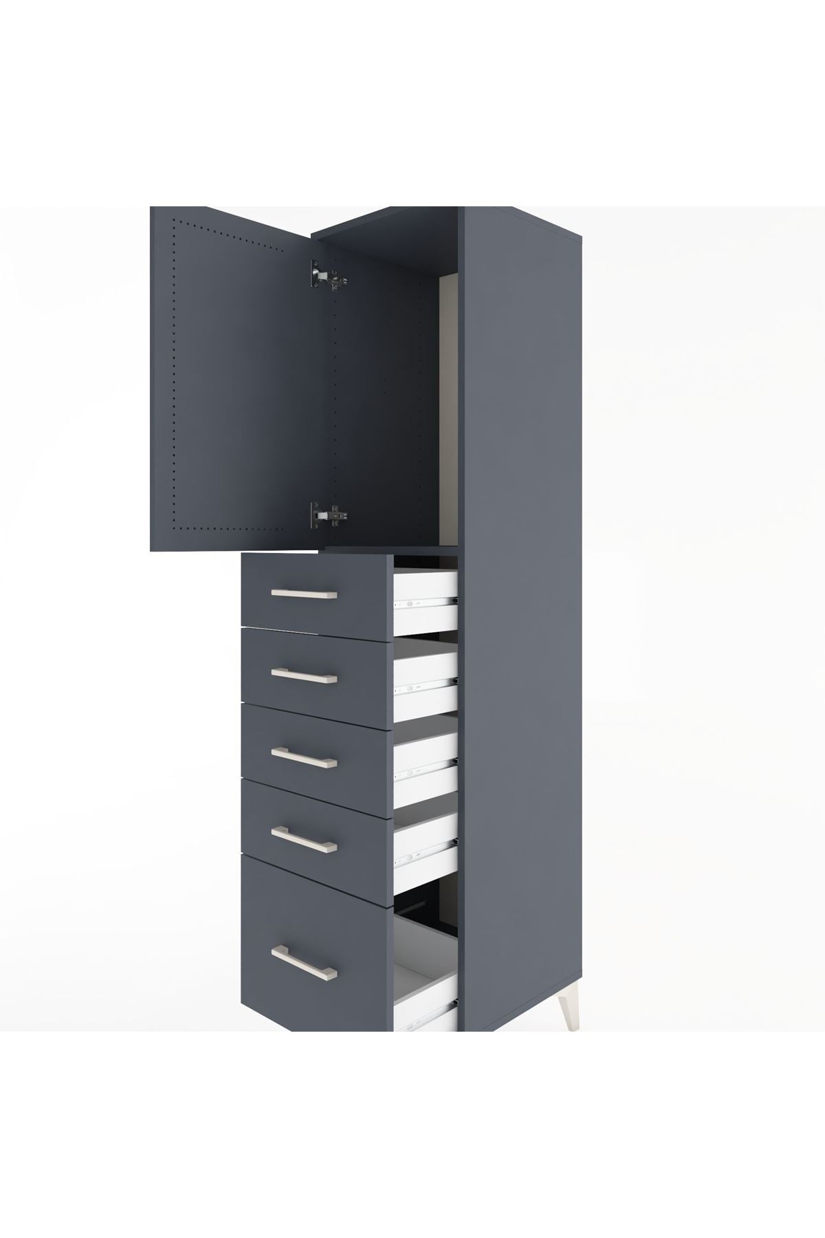 Hyperion Dolap Tek Raflı 5 Çekmeceli Tek Kapaklı 44x44x182 - S55M012V5B