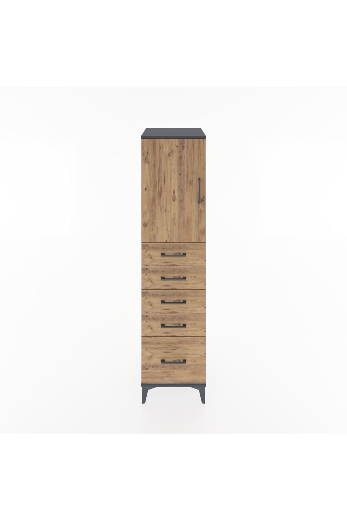 Hyperion Dolap Tek Raflı 5 Çekmeceli Tek Kapaklı 44x44x182 - S55M012V6B