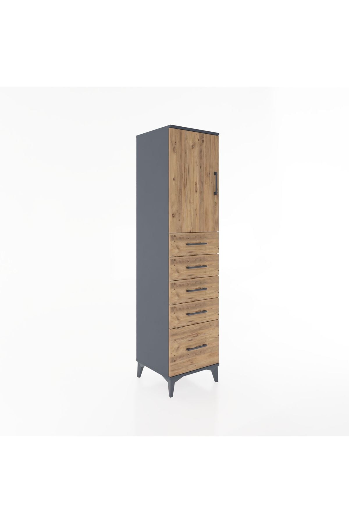 Hyperion Dolap Tek Raflı 5 Çekmeceli Tek Kapaklı 44x44x182 - S55M012V6B