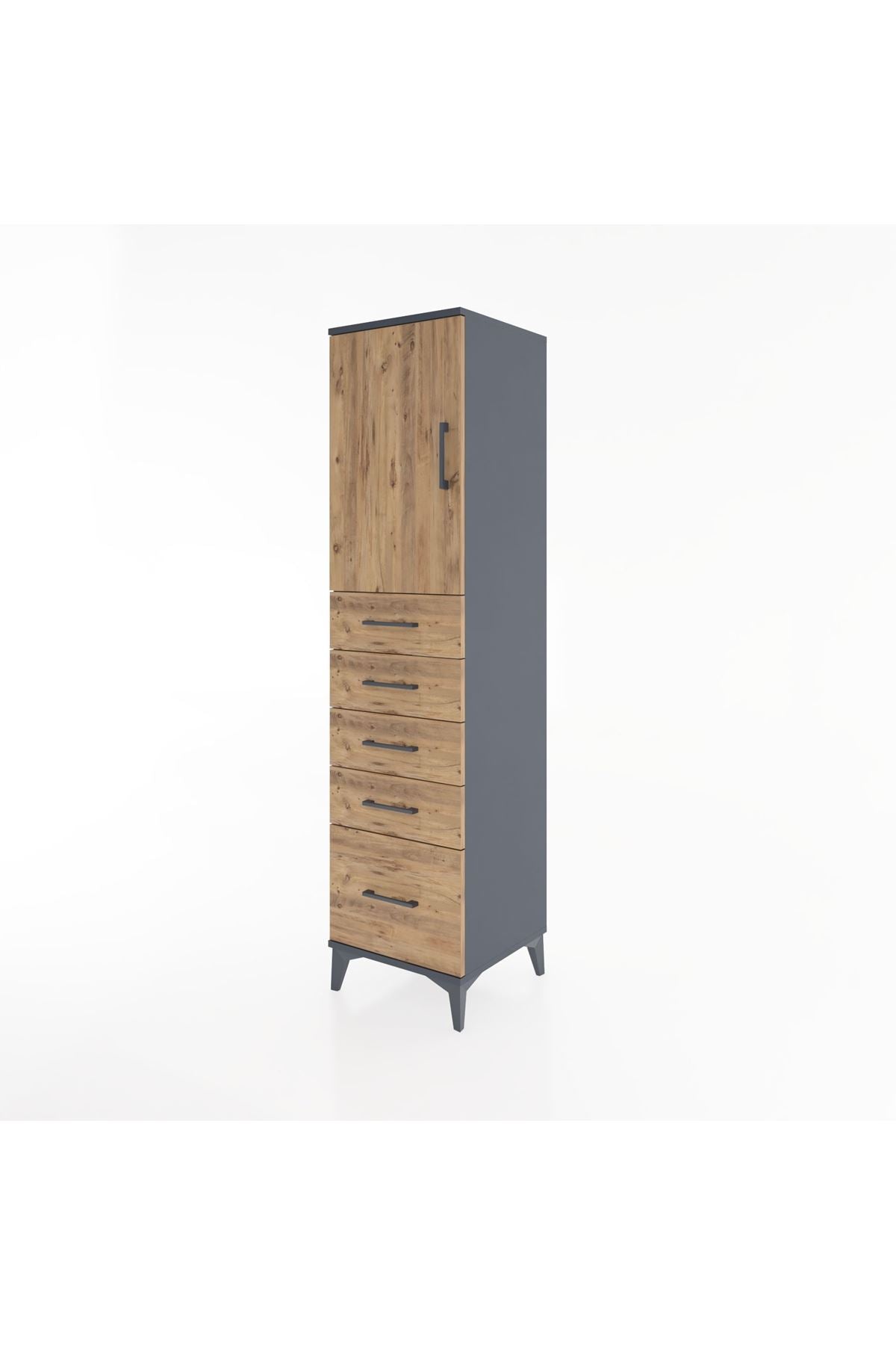 Hyperion Dolap Tek Raflı 5 Çekmeceli Tek Kapaklı 44x44x182 - S55M012V6B