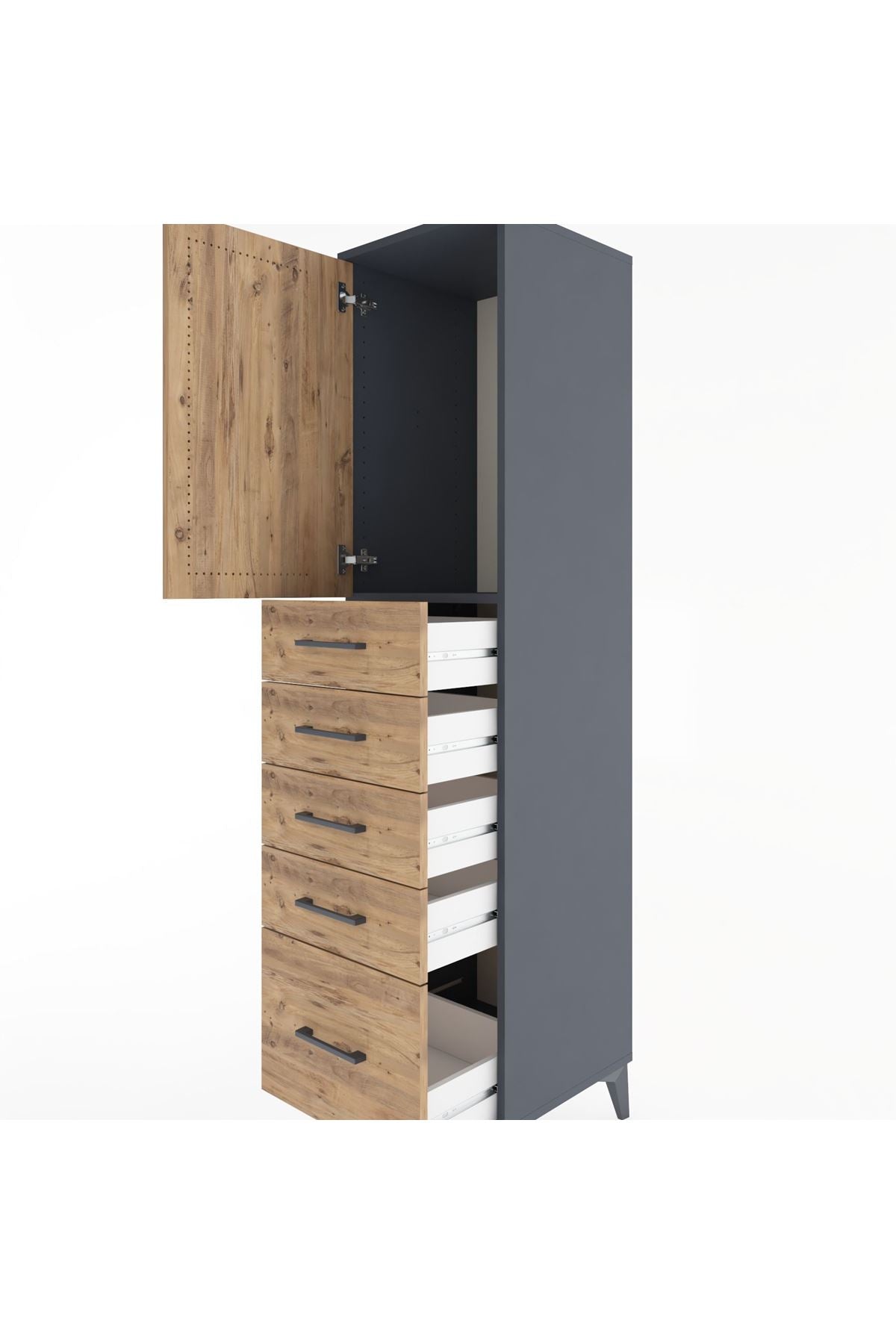 Hyperion Dolap Tek Raflı 5 Çekmeceli Tek Kapaklı 44x44x182 - S55M012V6B