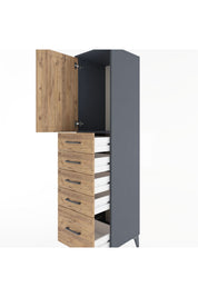 Hyperion Dolap Tek Raflı 5 Çekmeceli Tek Kapaklı 44x44x182 - S55M012V6B