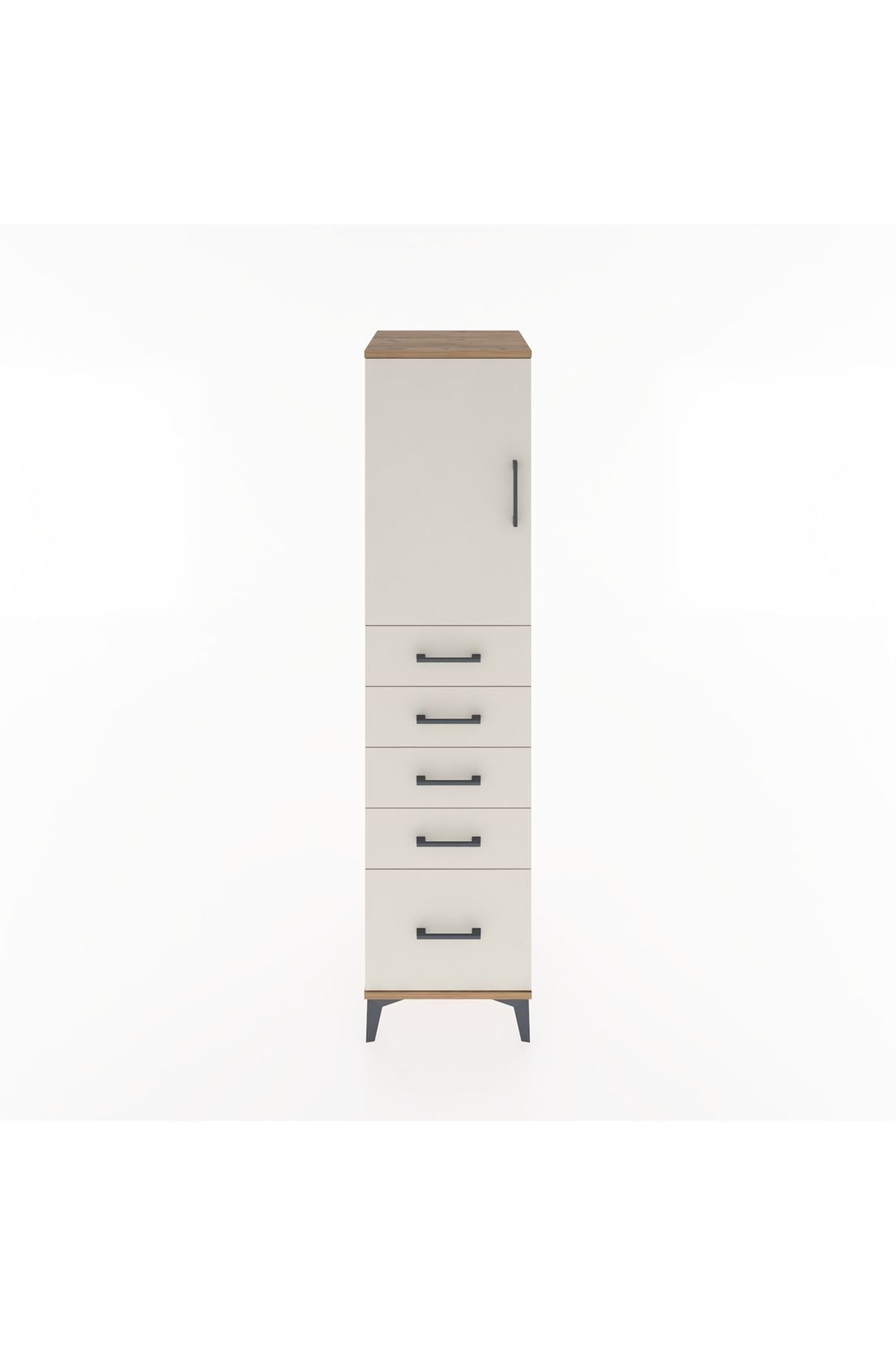 Hyperion Dolap Tek Raflı 5 Çekmeceli Tek Kapaklı 44x44x182 - S55M012V7B