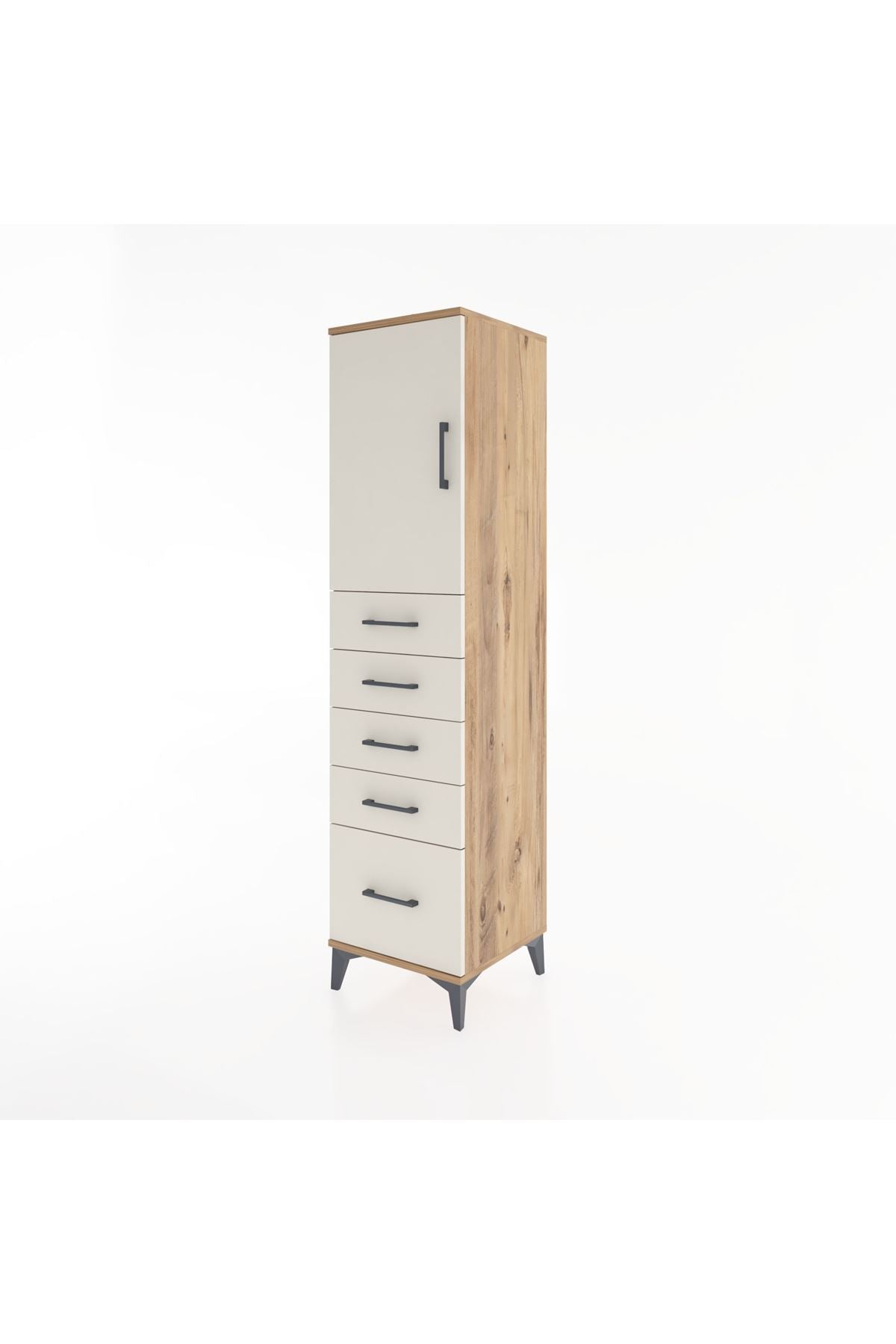 Hyperion Dolap Tek Raflı 5 Çekmeceli Tek Kapaklı 44x44x182 - S55M012V7B