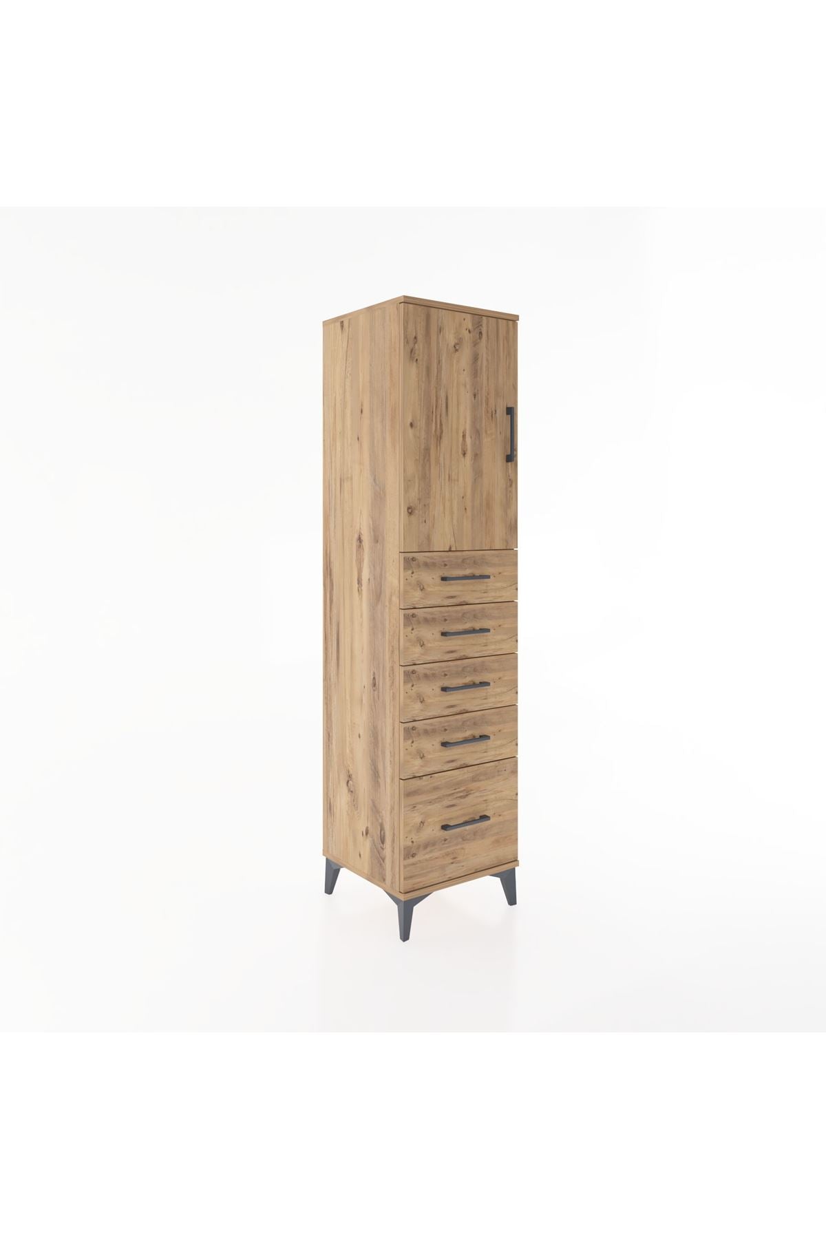 Hyperion Dolap Tek Raflı 5 Çekmeceli Tek Kapaklı 44x44x182 - S55M012V9B