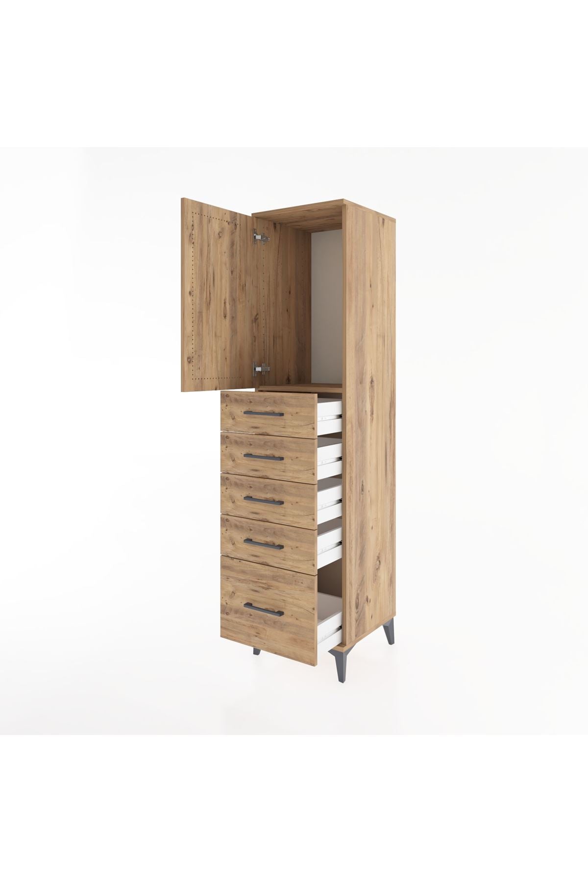 Hyperion Dolap Tek Raflı 5 Çekmeceli Tek Kapaklı 44x44x182 - S55M012V9B