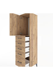 Hyperion Dolap Tek Raflı 5 Çekmeceli Tek Kapaklı 44x44x182 - S55M012V9B