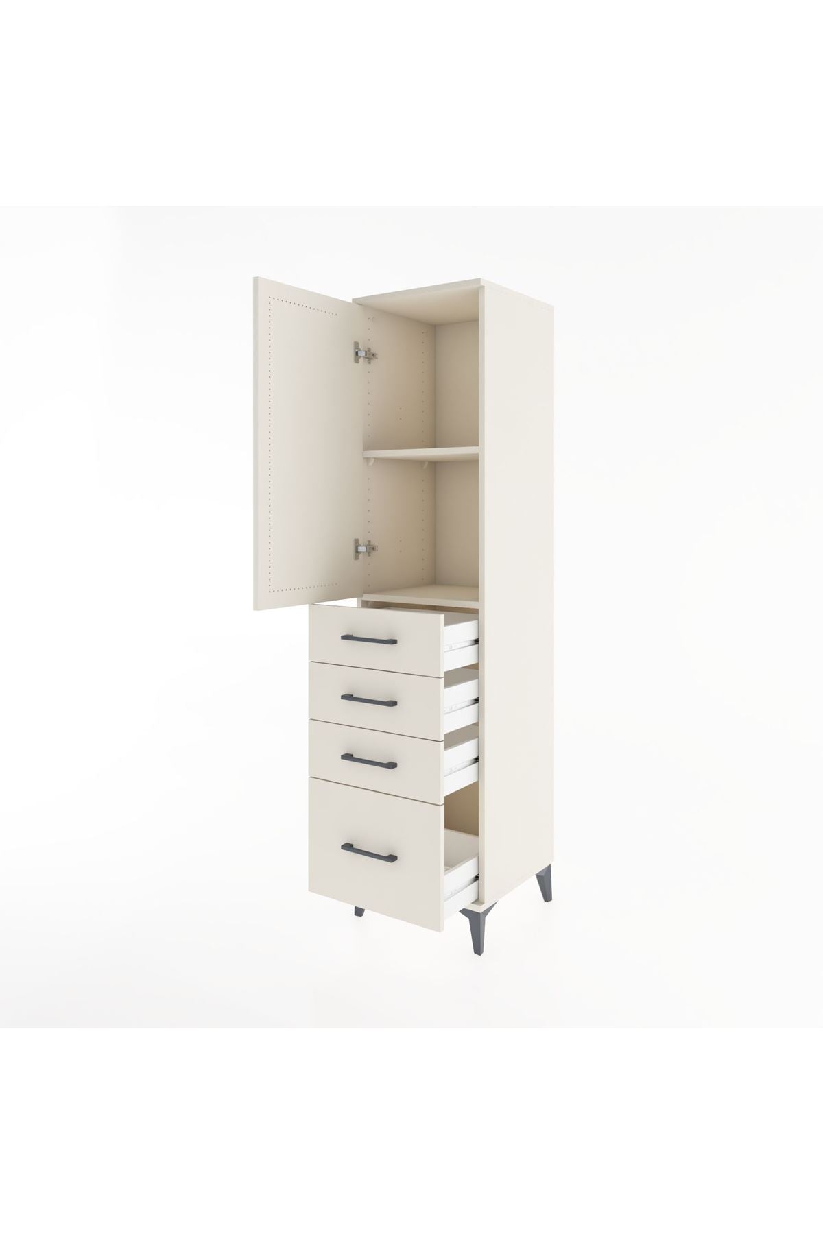 Hyperion Dolap 2 Raflı 4 Çekmeceli Tek Kapaklı 44x44x182 - S55M013V1B