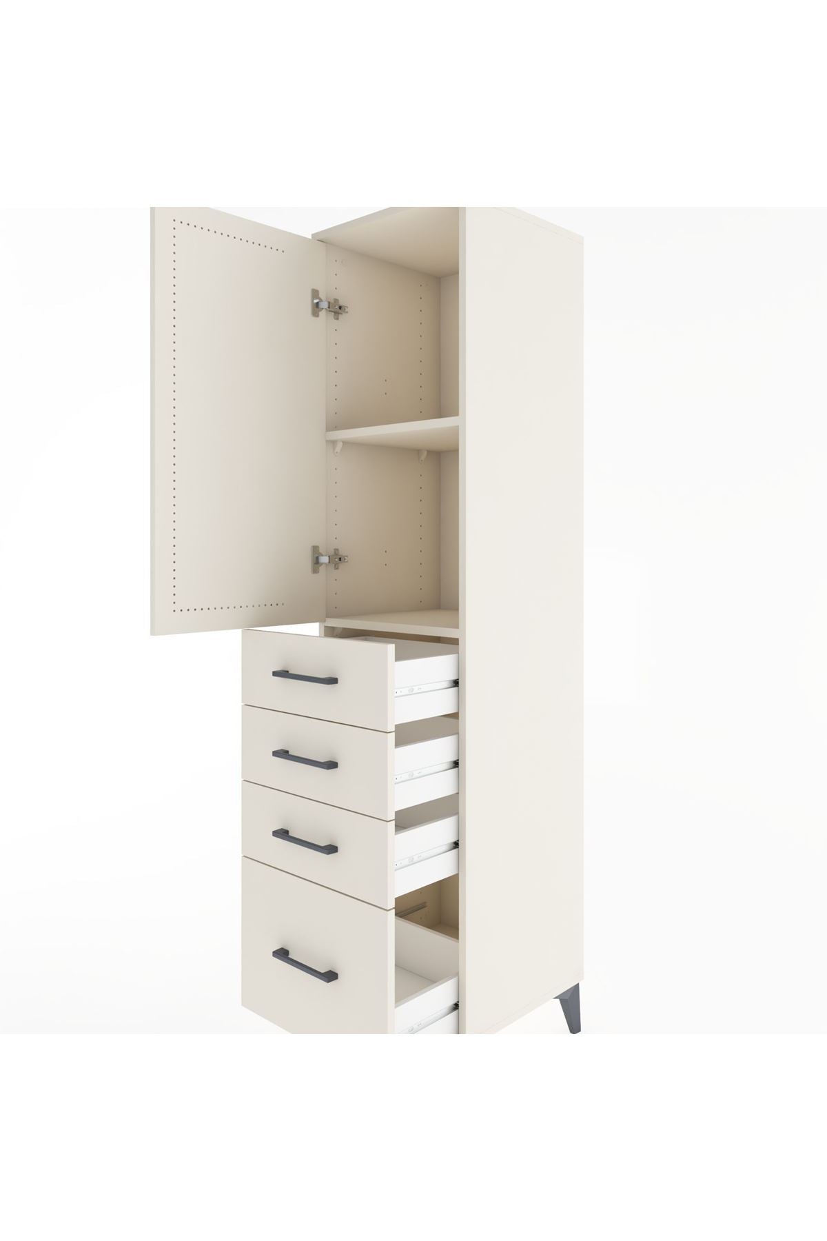 Hyperion Dolap 2 Raflı 4 Çekmeceli Tek Kapaklı 44x44x182 - S55M013V1B