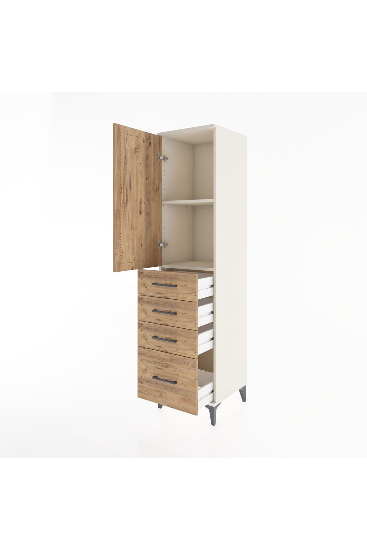 Hyperion Dolap 2 Raflı 4 Çekmeceli Tek Kapaklı 44x44x182 - S55M013V3B
