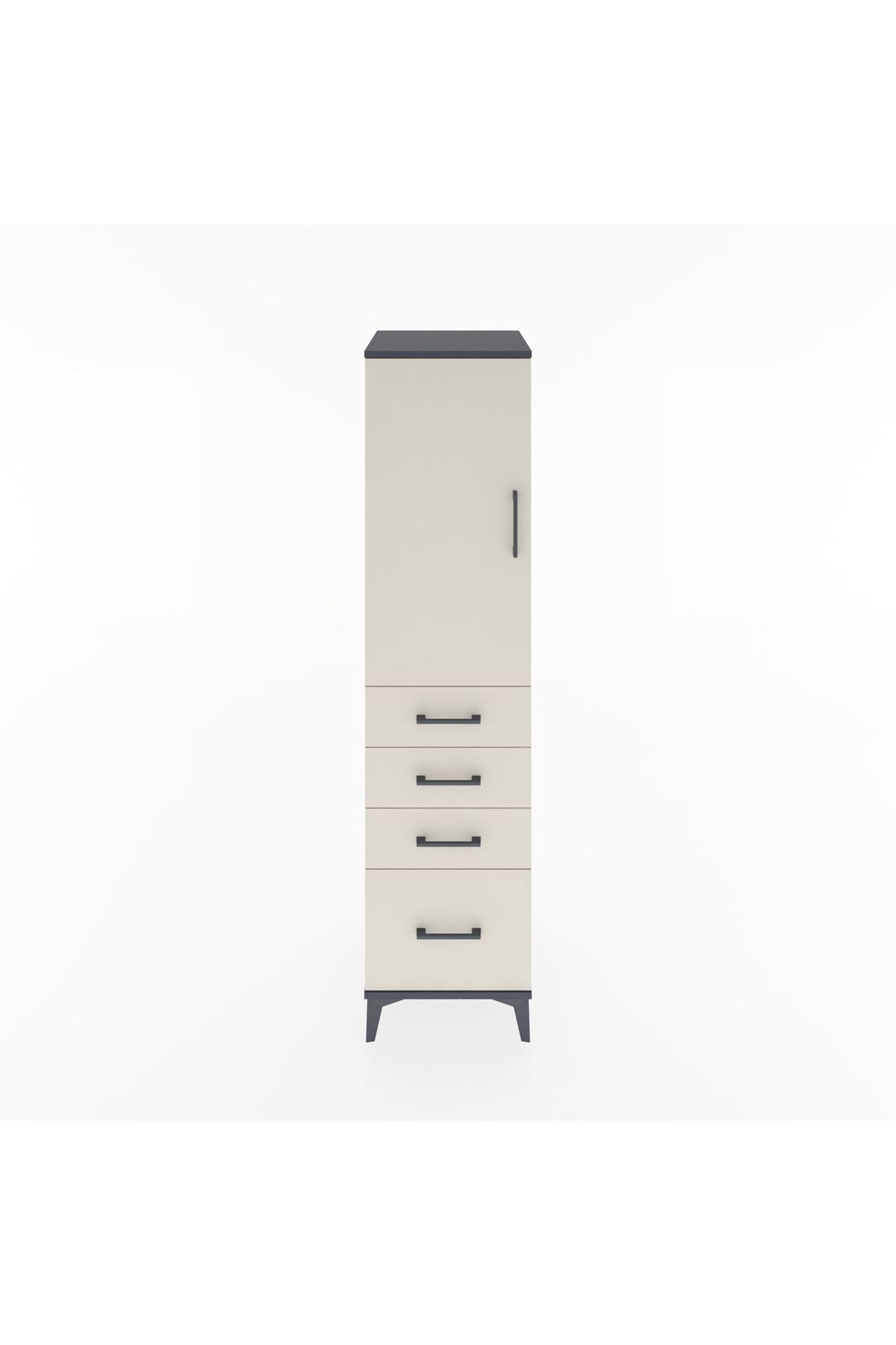 Hyperion Dolap 2 Raflı 4 Çekmeceli Tek Kapaklı 44x44x182 - S55M013V4B