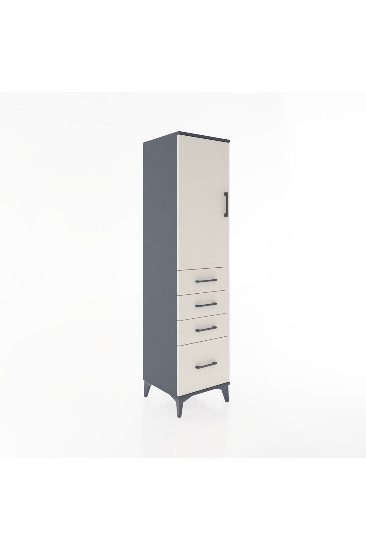 Hyperion Dolap 2 Raflı 4 Çekmeceli Tek Kapaklı 44x44x182 - S55M013V4B
