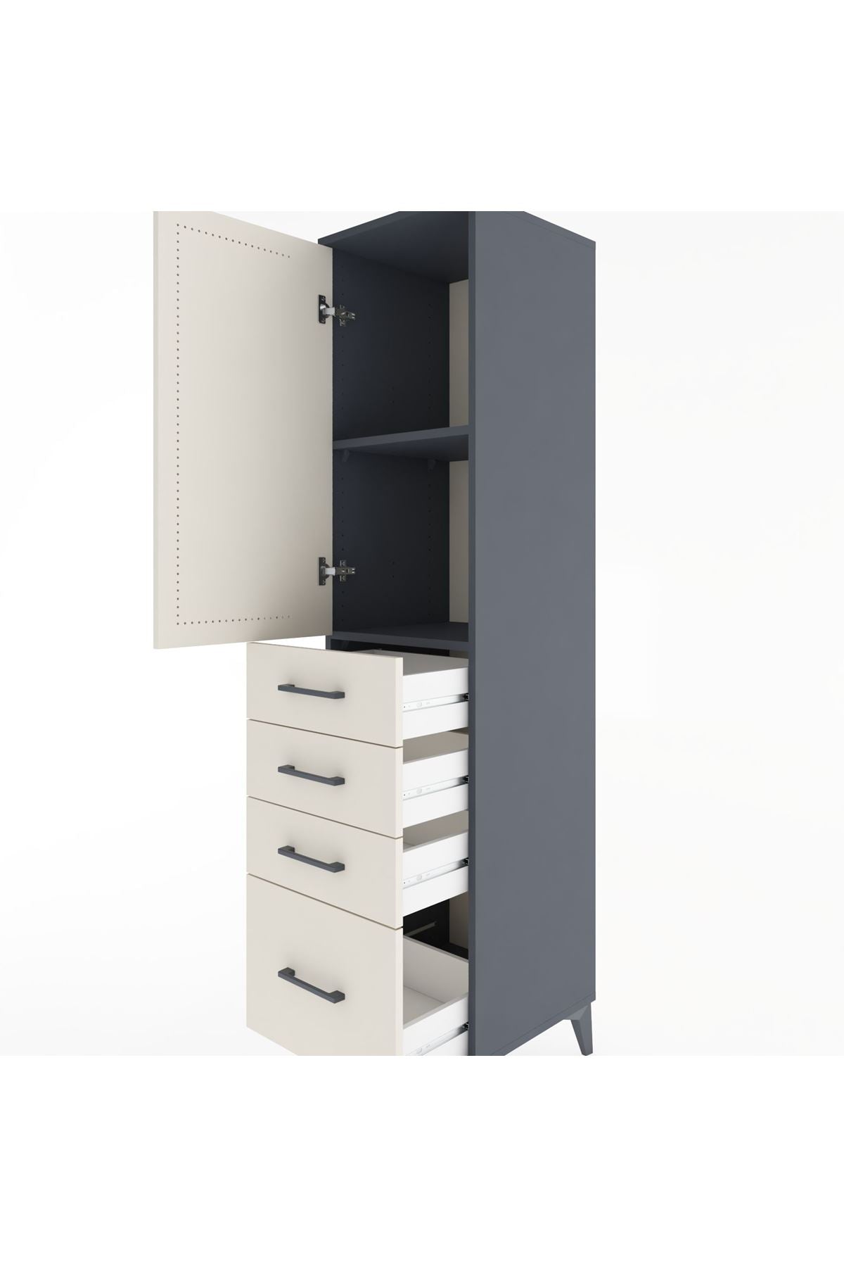 Hyperion Dolap 2 Raflı 4 Çekmeceli Tek Kapaklı 44x44x182 - S55M013V4B
