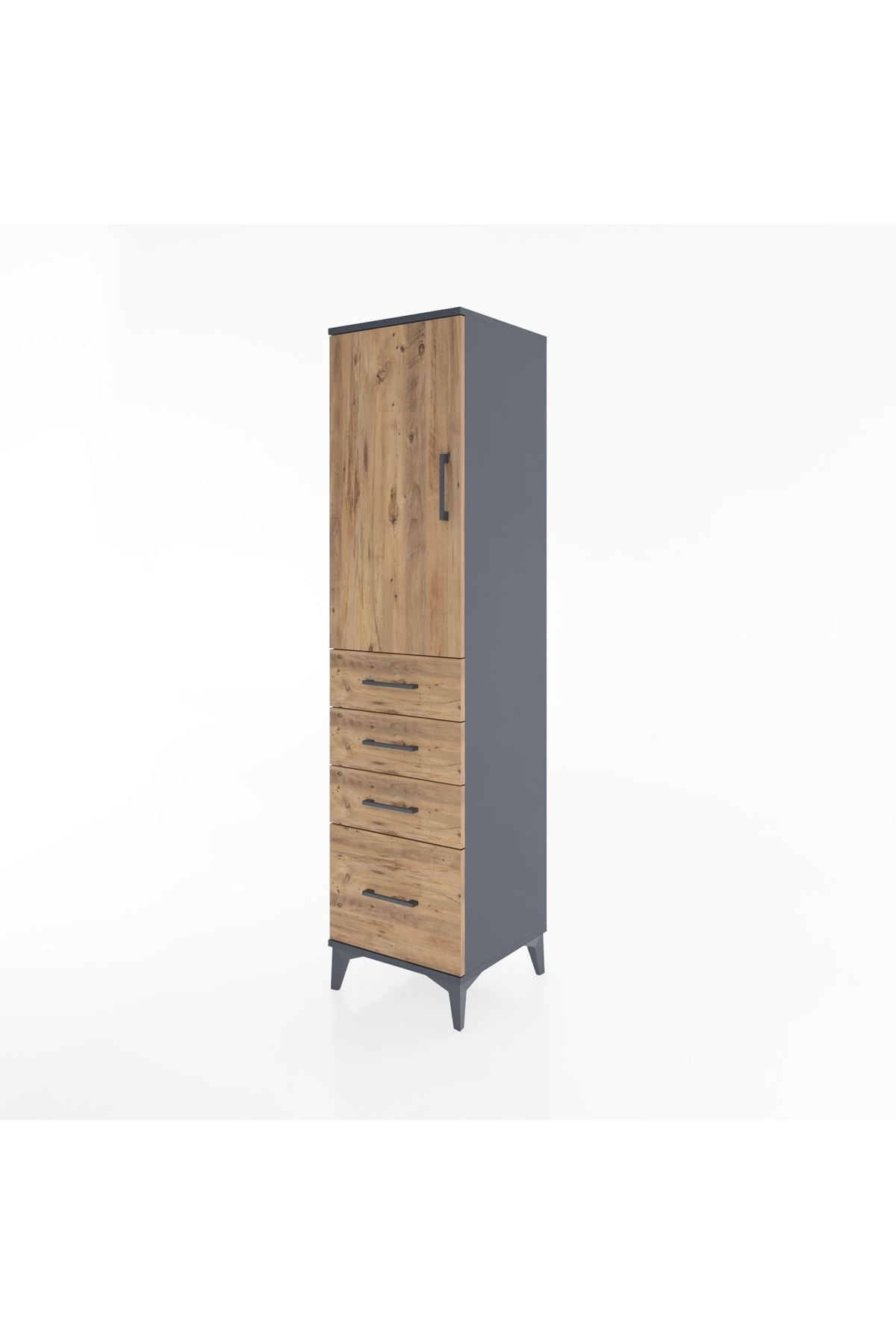 Hyperion Dolap 2 Raflı 4 Çekmeceli Tek Kapaklı 44x44x182 - S55M013V6B