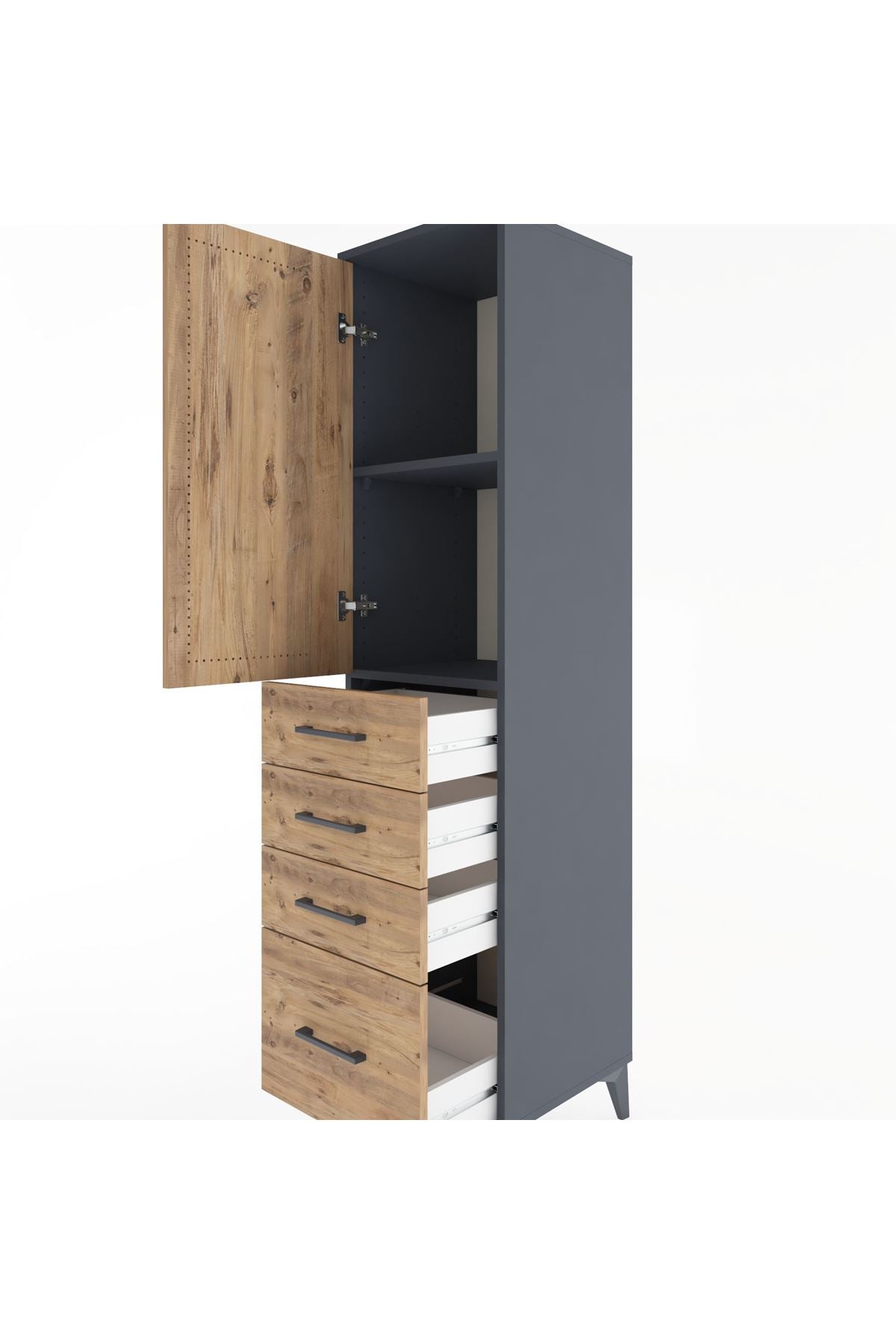Hyperion Dolap 2 Raflı 4 Çekmeceli Tek Kapaklı 44x44x182 - S55M013V6B