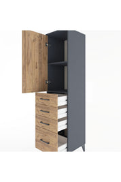 Hyperion Dolap 2 Raflı 4 Çekmeceli Tek Kapaklı 44x44x182 - S55M013V6B