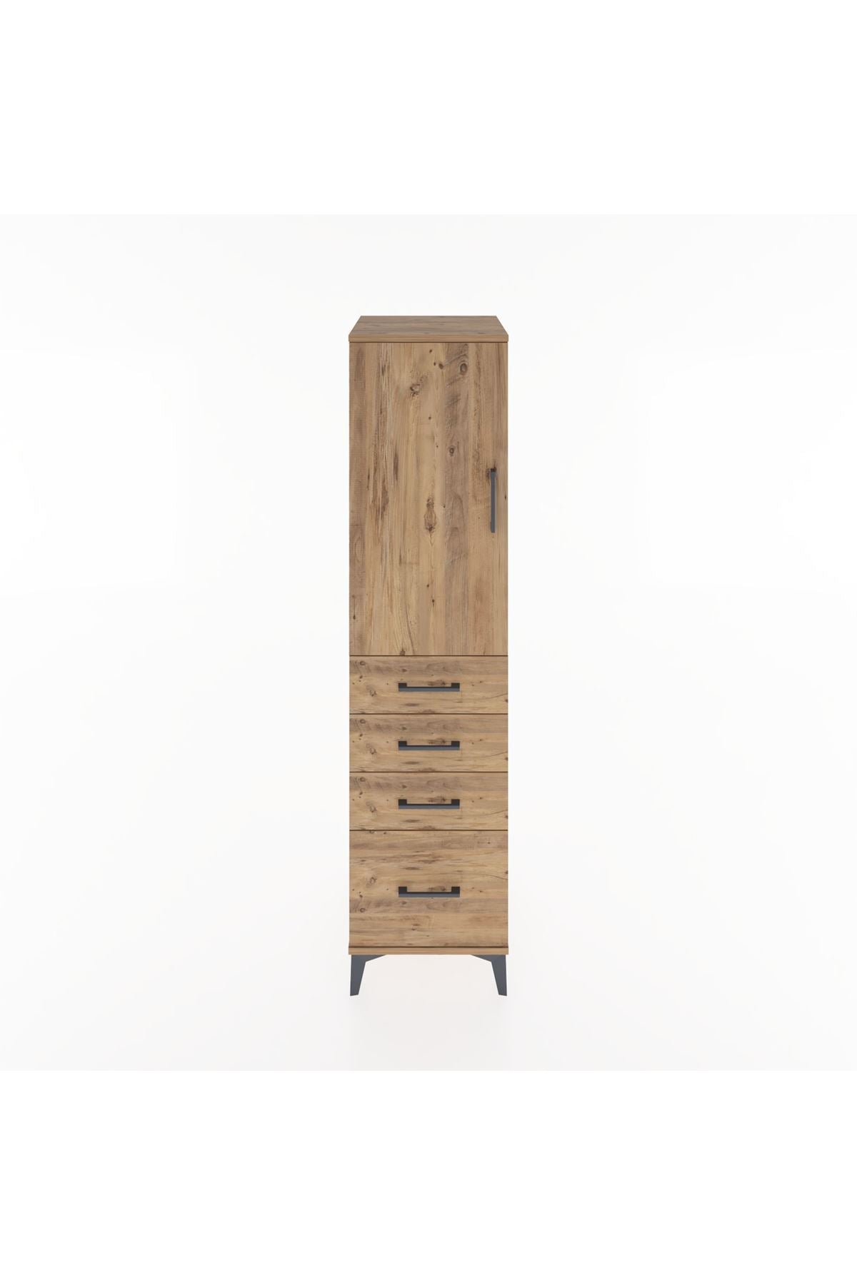 Hyperion Dolap 2 Raflı 4 Çekmeceli Tek Kapaklı 44x44x182 - S55M013V9B