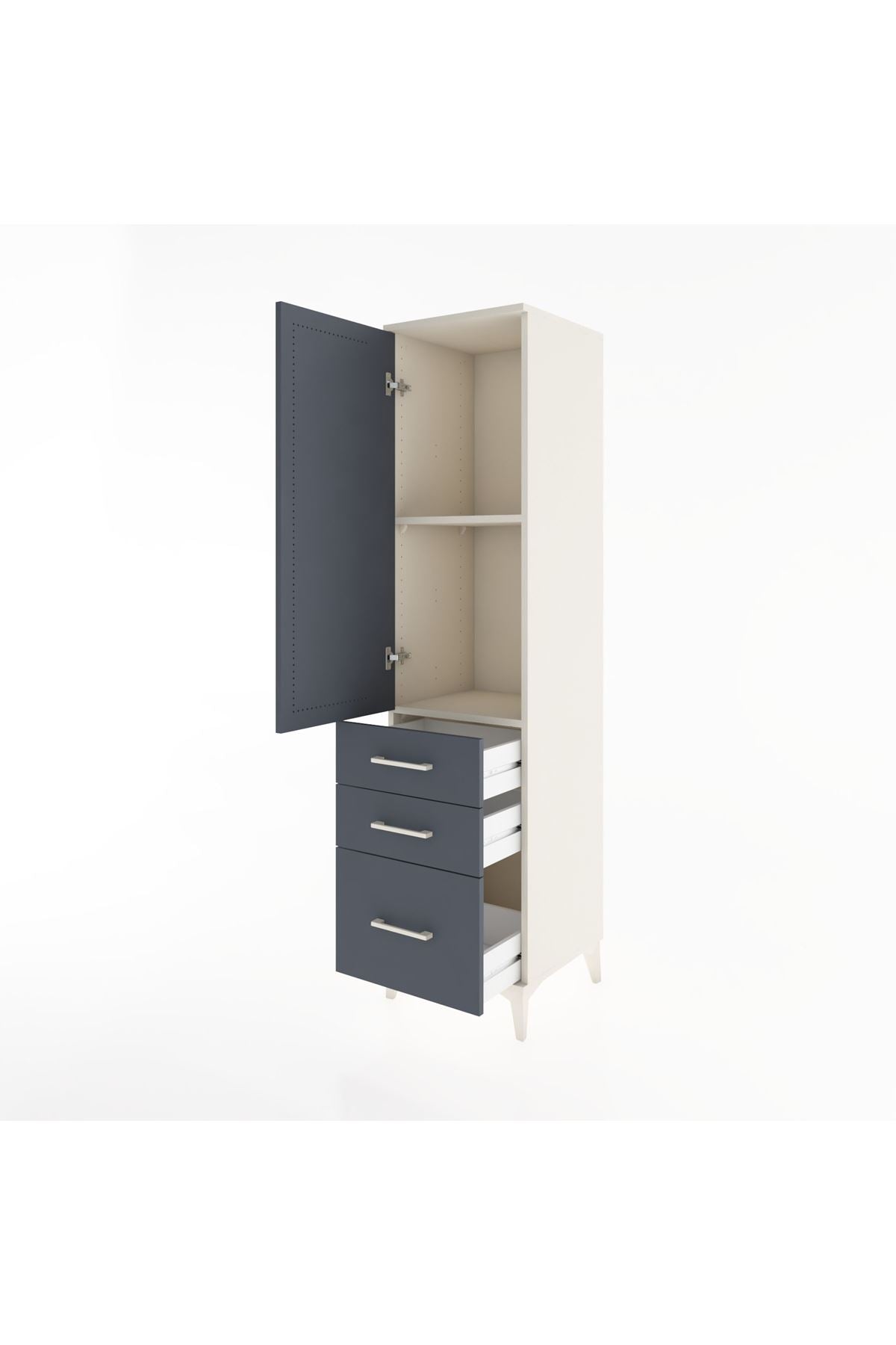 Hyperion Dolap 2 Raflı 3 Çekmeceli Tek Kapaklı 44x44x182 - S55M014V2B