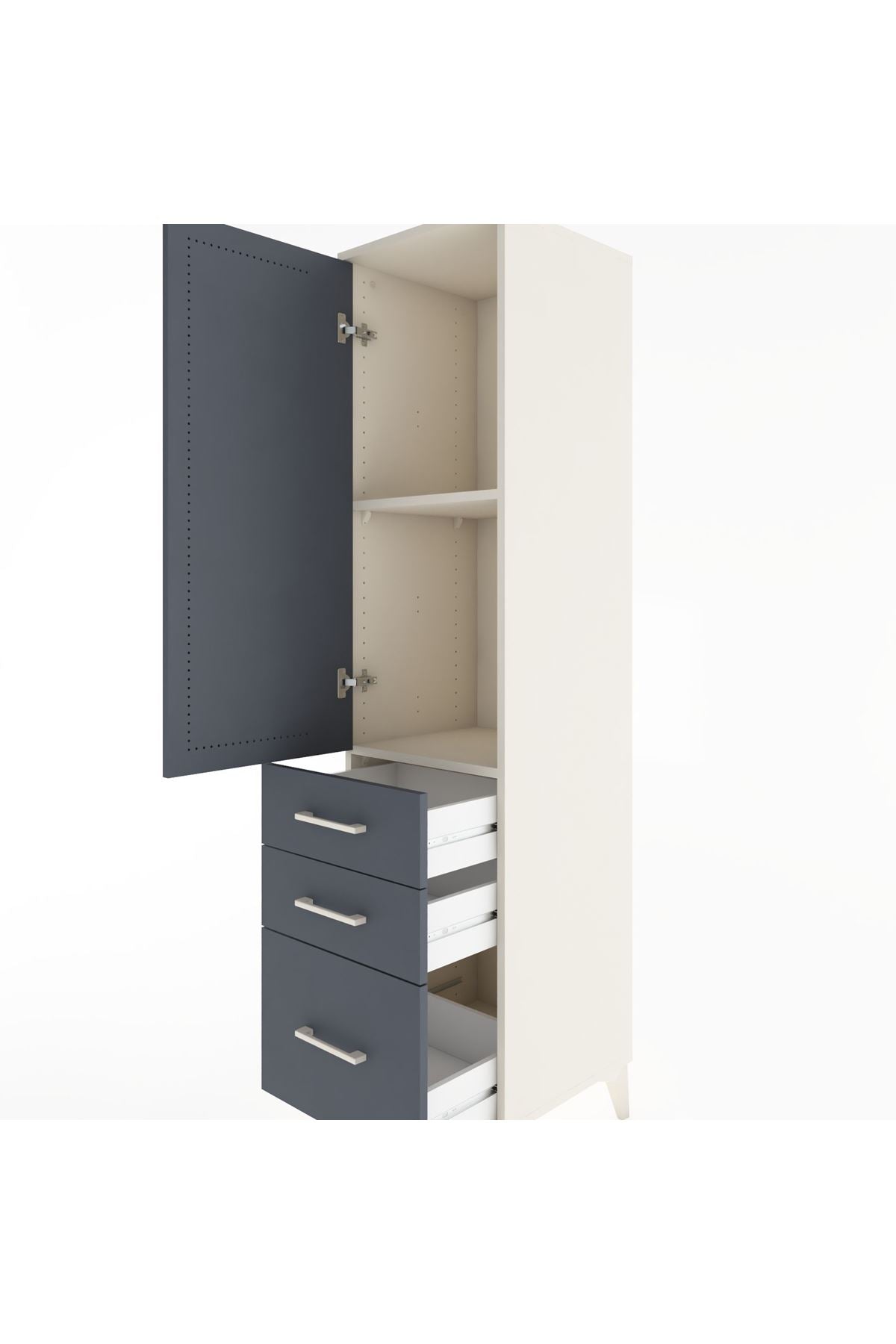 Hyperion Dolap 2 Raflı 3 Çekmeceli Tek Kapaklı 44x44x182 - S55M014V2B