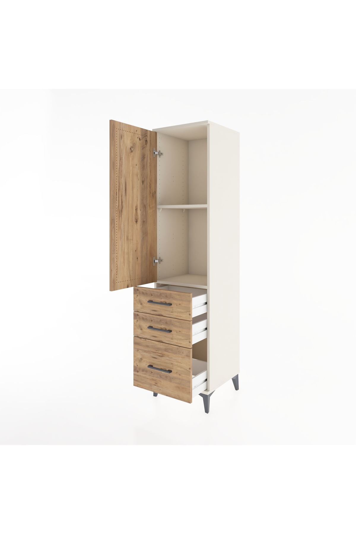 Hyperion Dolap 2 Raflı 3 Çekmeceli Tek Kapaklı 44x44x182 - S55M014V3B