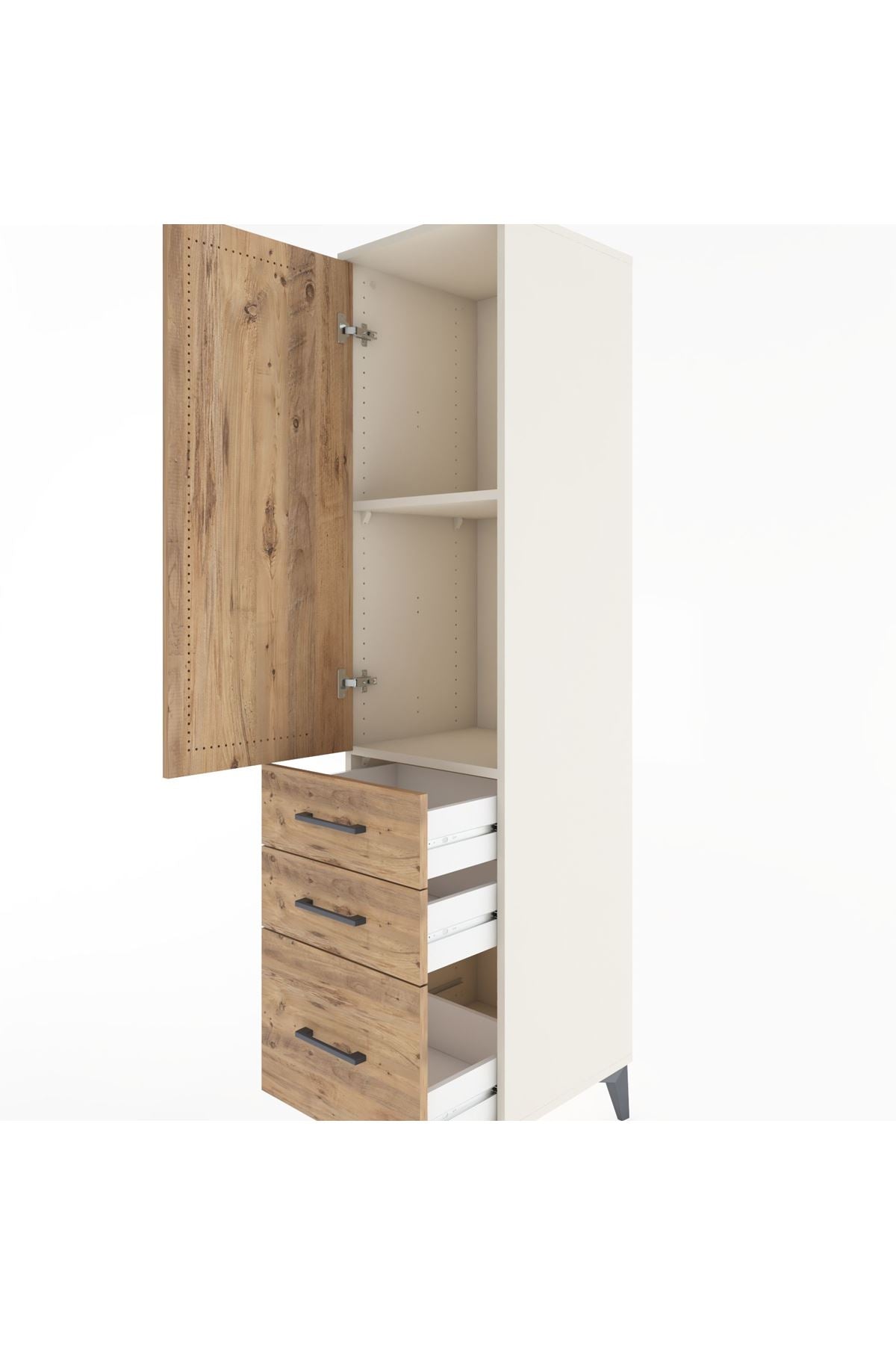 Hyperion Dolap 2 Raflı 3 Çekmeceli Tek Kapaklı 44x44x182 - S55M014V3B