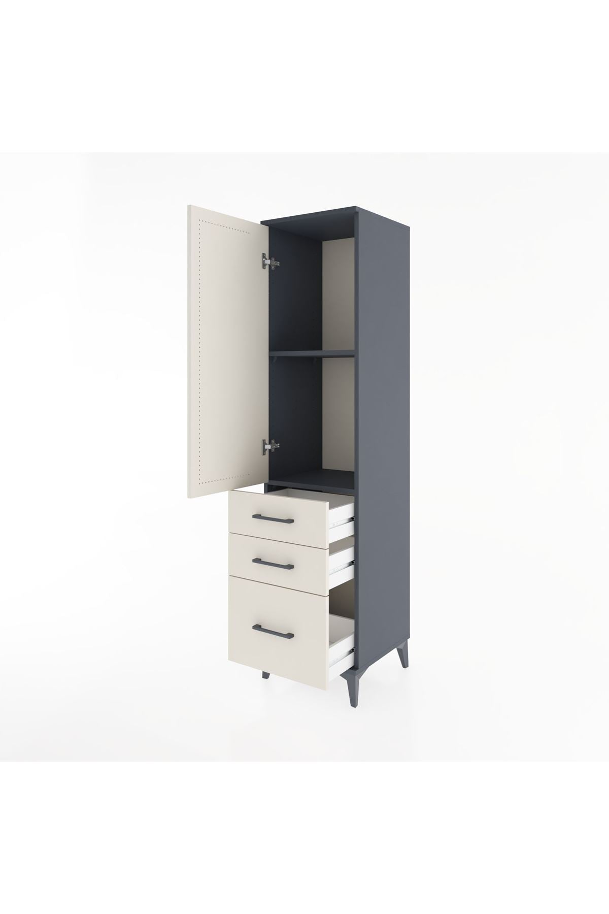 Hyperion Dolap 2 Raflı 3 Çekmeceli Tek Kapaklı 44x44x182 - S55M014V4B