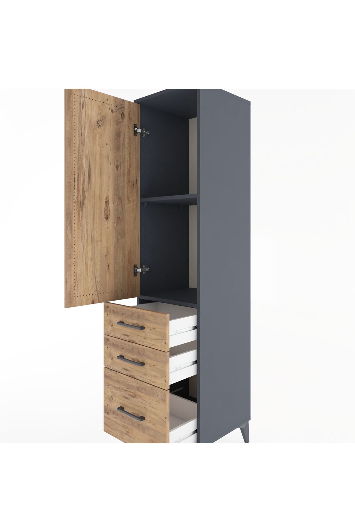 Hyperion Dolap 2 Raflı 3 Çekmeceli Tek Kapaklı 44x44x182 - S55M014V6B