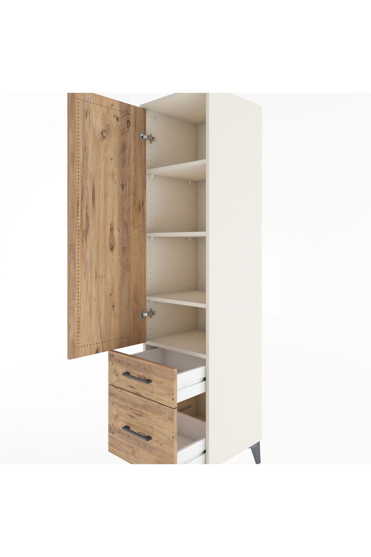 Hyperion Dolap 4 Raflı 2 Çekmeceli Tek Kapaklı 44x44x182 - S55M015V3B