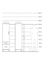 Hyperion Dolap 4 Raflı 2 Çekmeceli Tek Kapaklı 44x44x182 - S55M015V4B