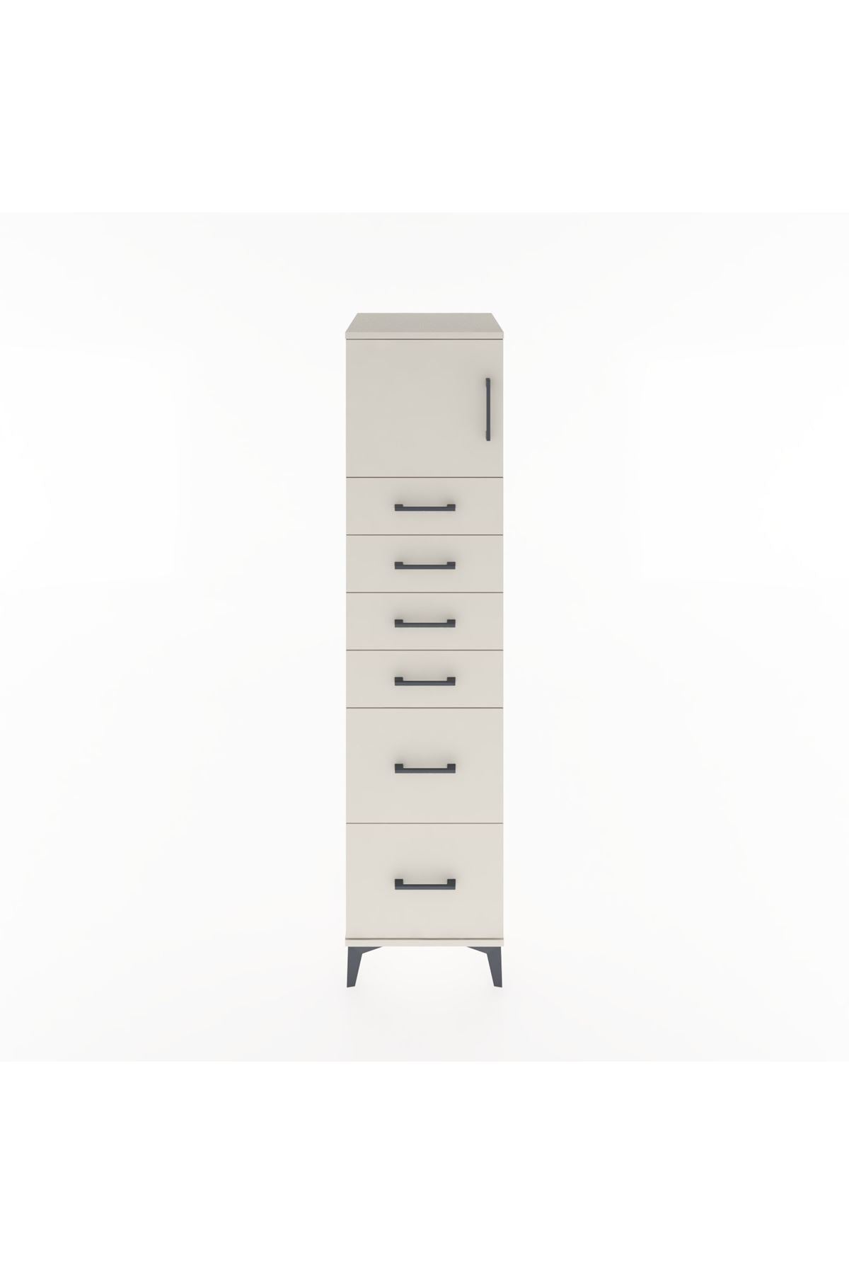 Hyperion Dolap Tek Raflı 6 Çekmeceli Tek Kapaklı 44x44x182 - S55M017V1B